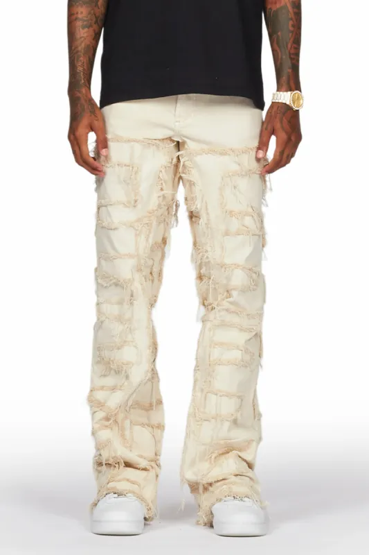 Saide Beige Baggy Cargo Stacked Jean sold by Rockstar Original