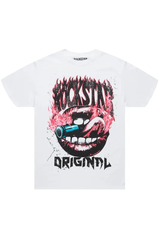 Grindin White Graphic T-Shirt sold by Rockstar Original