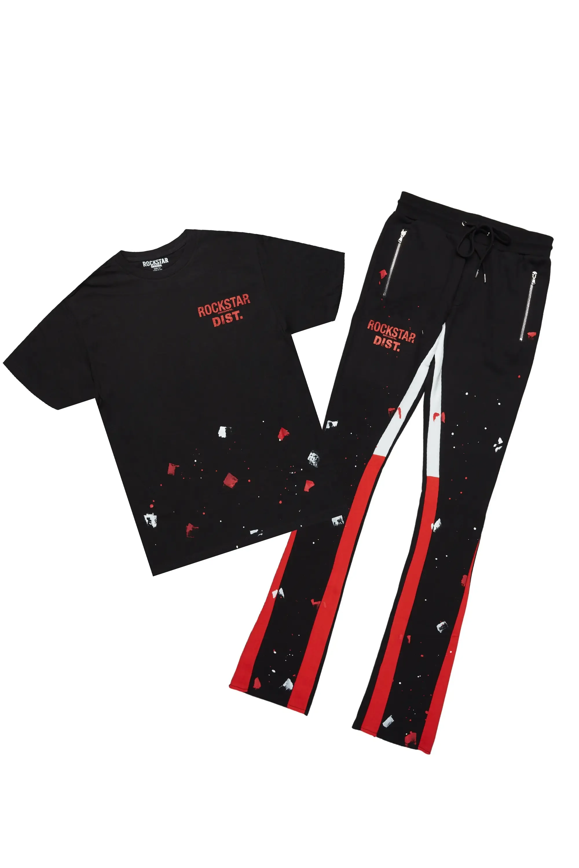 Raffer Black T-Shirt/Stacked Flare Pant Set sold by Rockstar Original