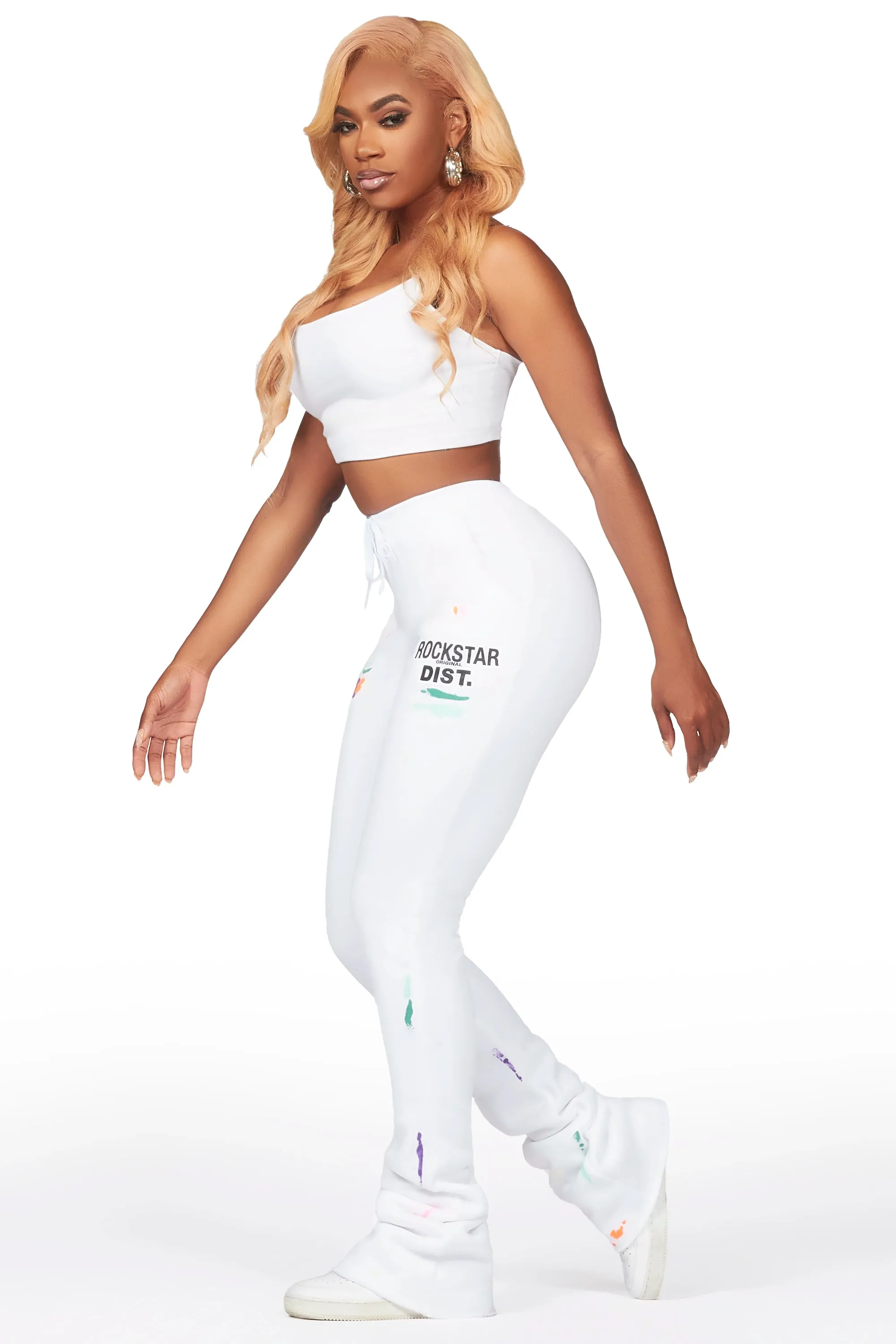Shanae White Super Stacked Track Pant sold by Rockstar Original product image thumbnail 4