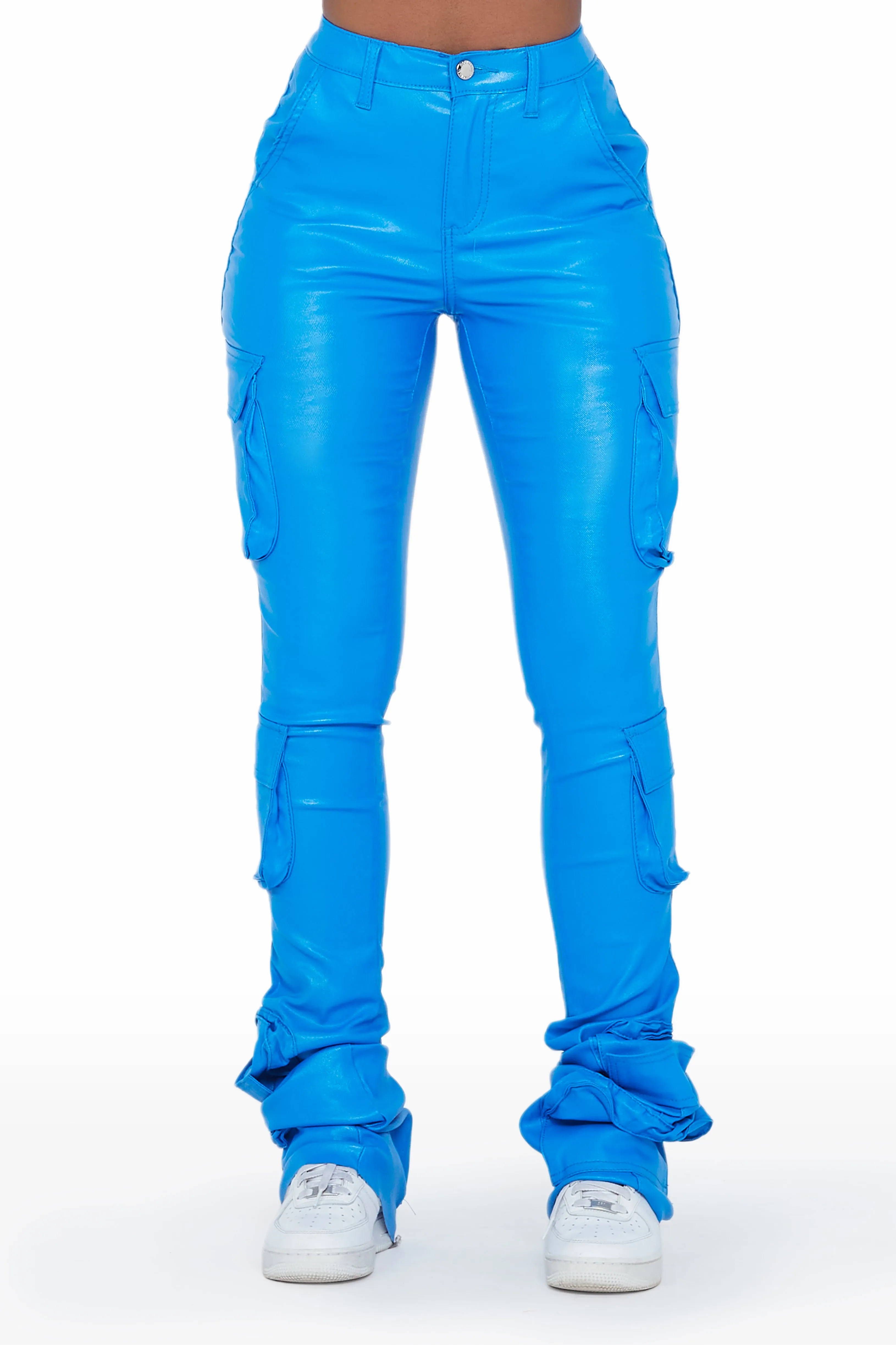 Miracle Blue PU Cargo Super Stacked Pant sold by Rockstar Original product image thumbnail 4