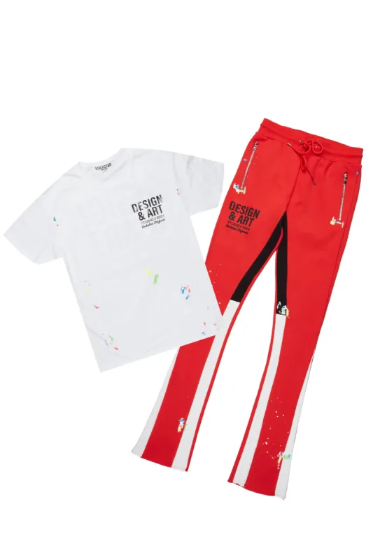 Mancha White/Red T-Shirt Stacked Flare Track Set sold by Rockstar Original