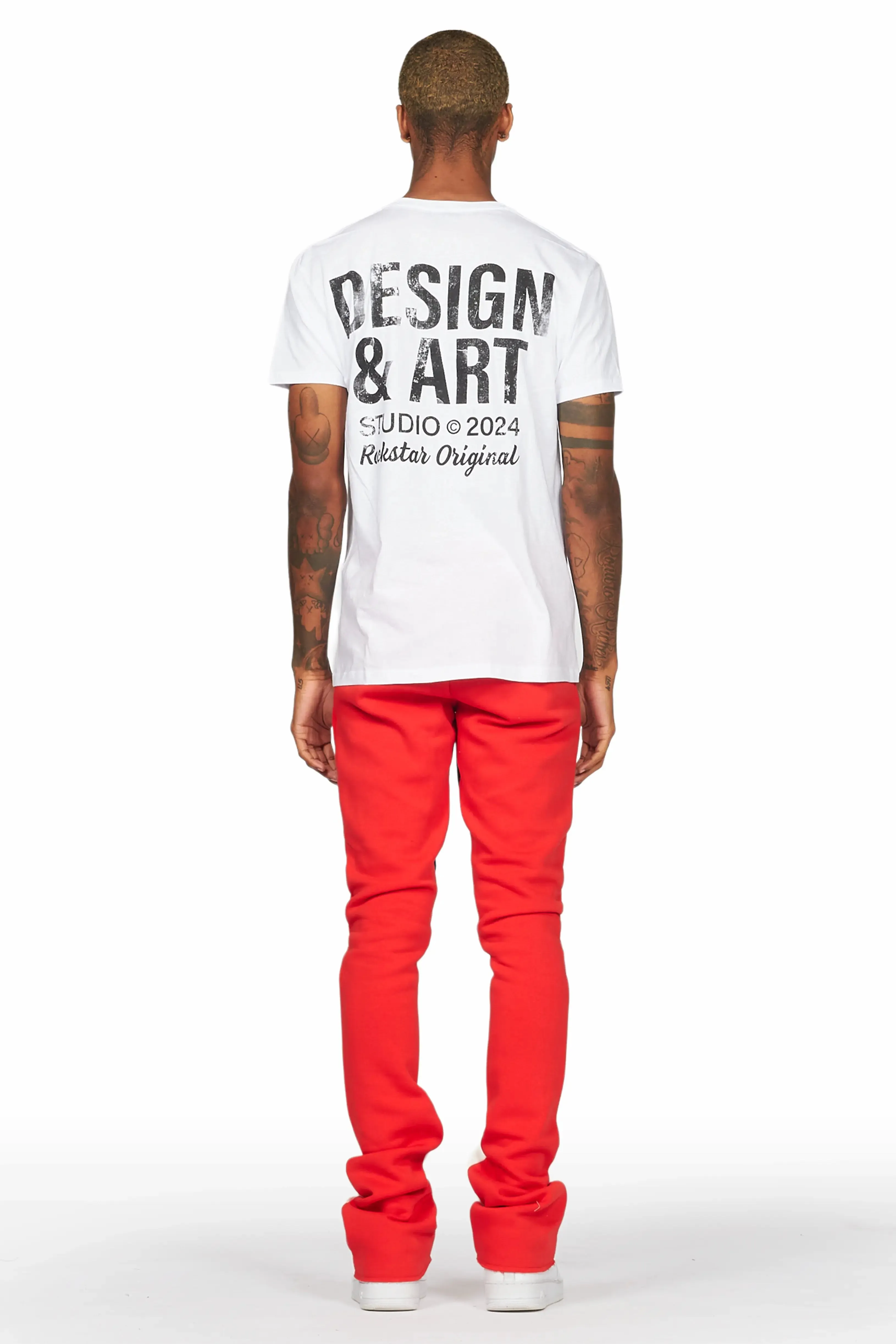 Mancha White/Red T-Shirt Stacked Flare Track Set sold by Rockstar Original product image thumbnail 4