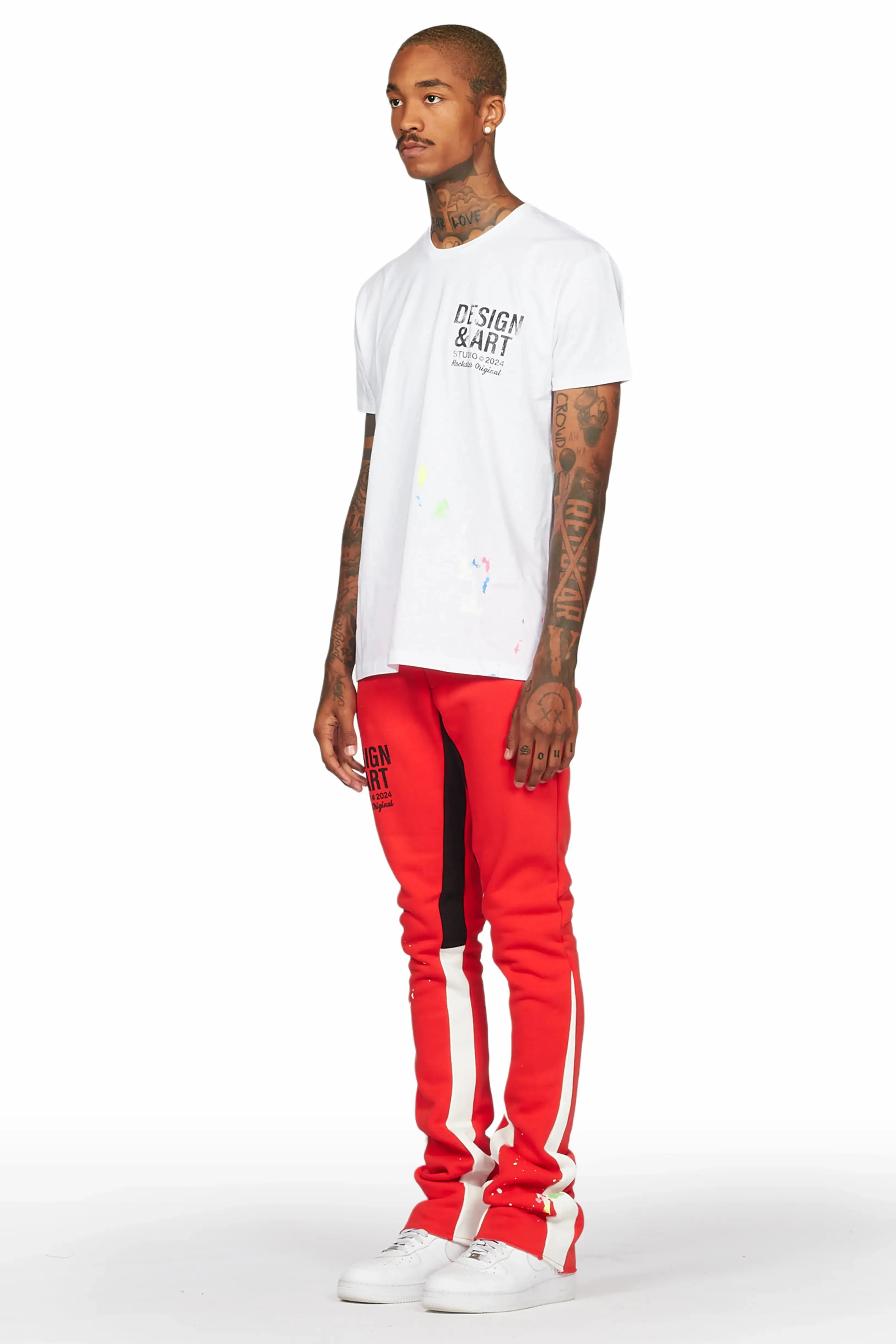 Mancha White/Red T-Shirt Stacked Flare Track Set sold by Rockstar Original product image thumbnail 5