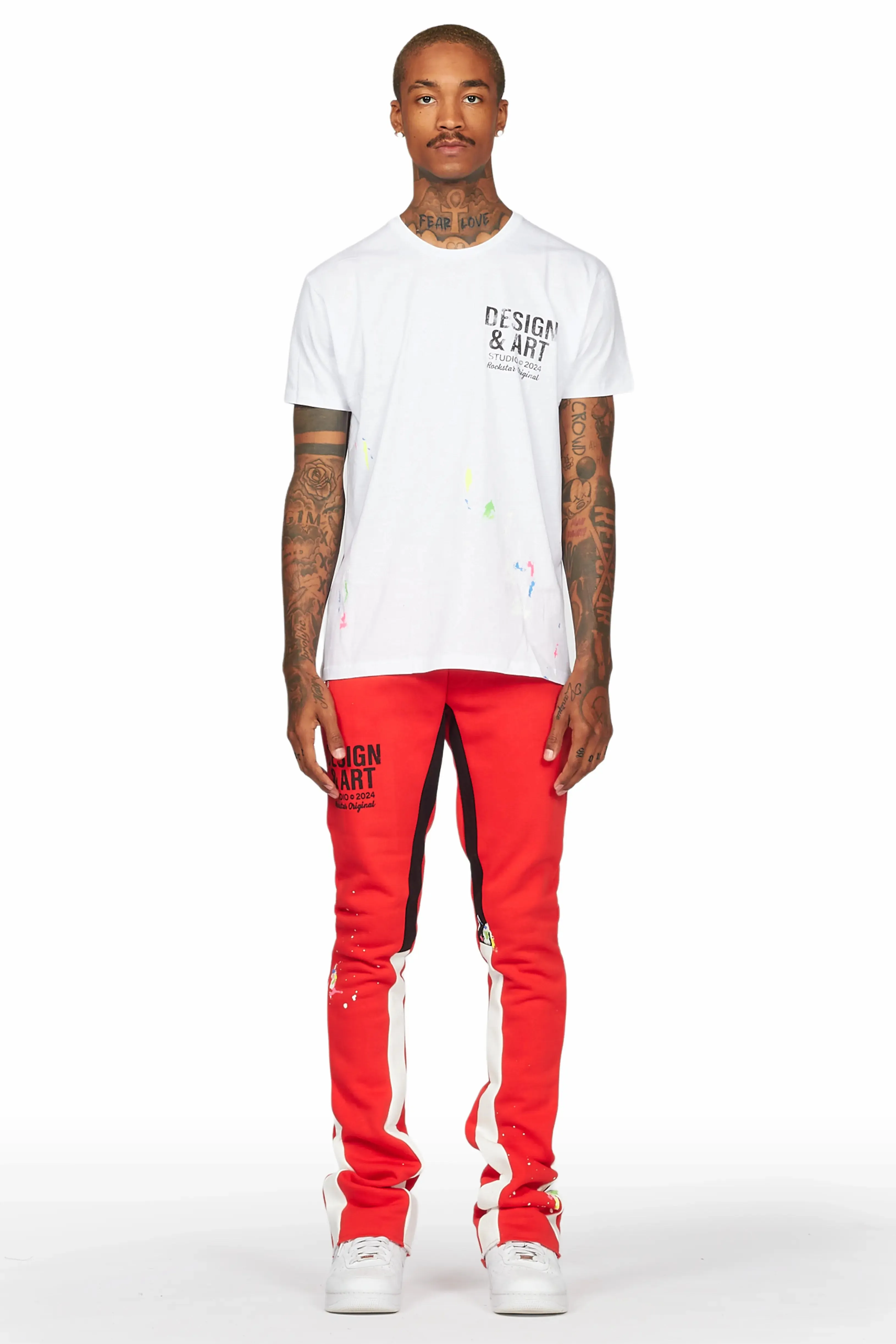 Mancha White/Red T-Shirt Stacked Flare Track Set sold by Rockstar Original product image thumbnail 2