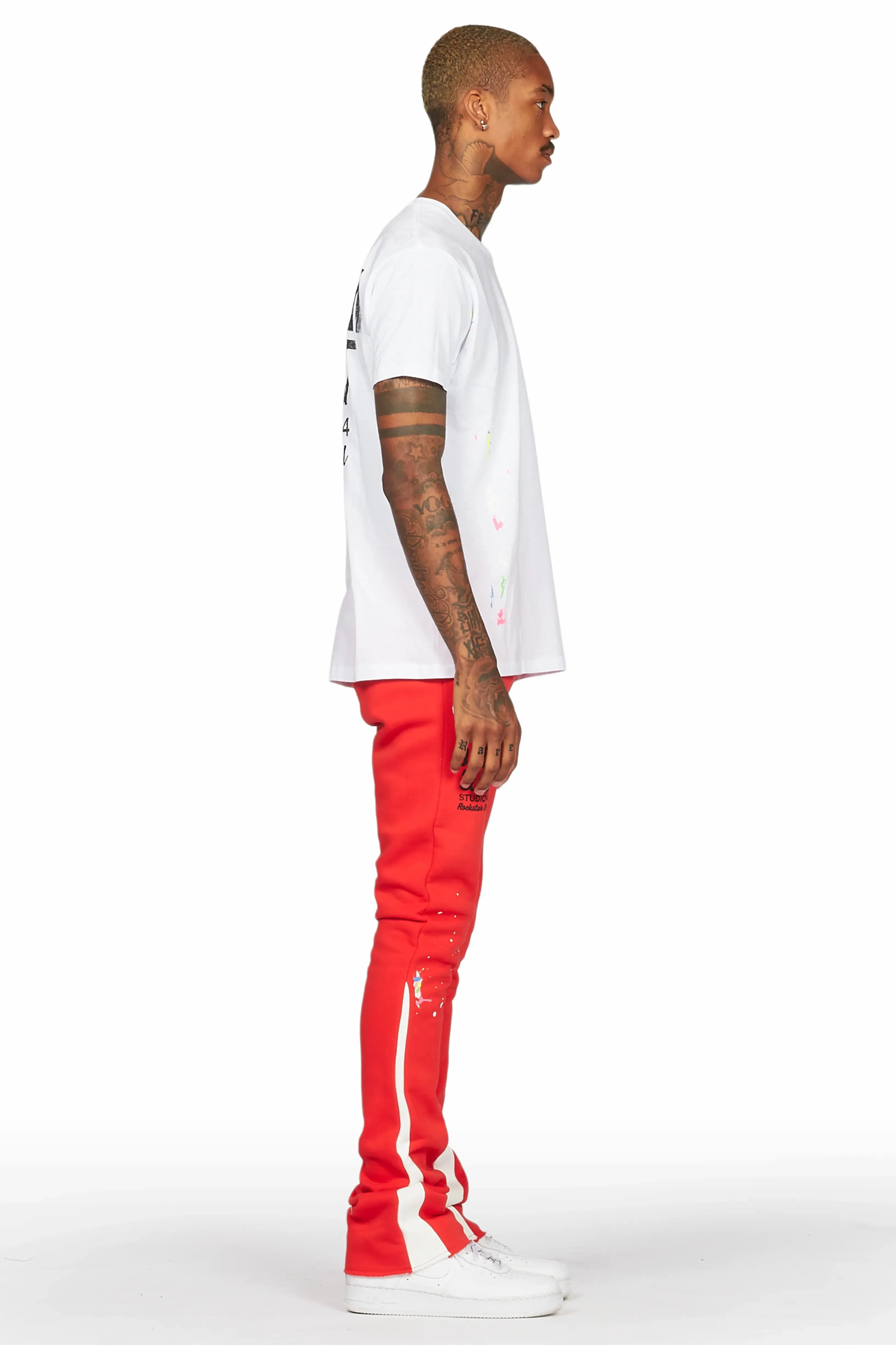 Mancha White/Red T-Shirt Stacked Flare Track Set sold by Rockstar Original product image thumbnail 3