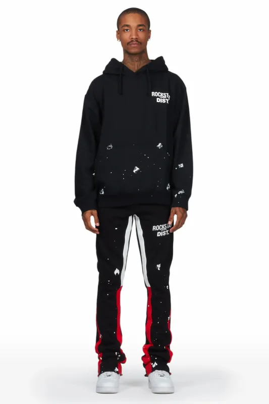 Raffer Black/Red Hoodie/Stacked Flare Pant Set sold by Rockstar Original