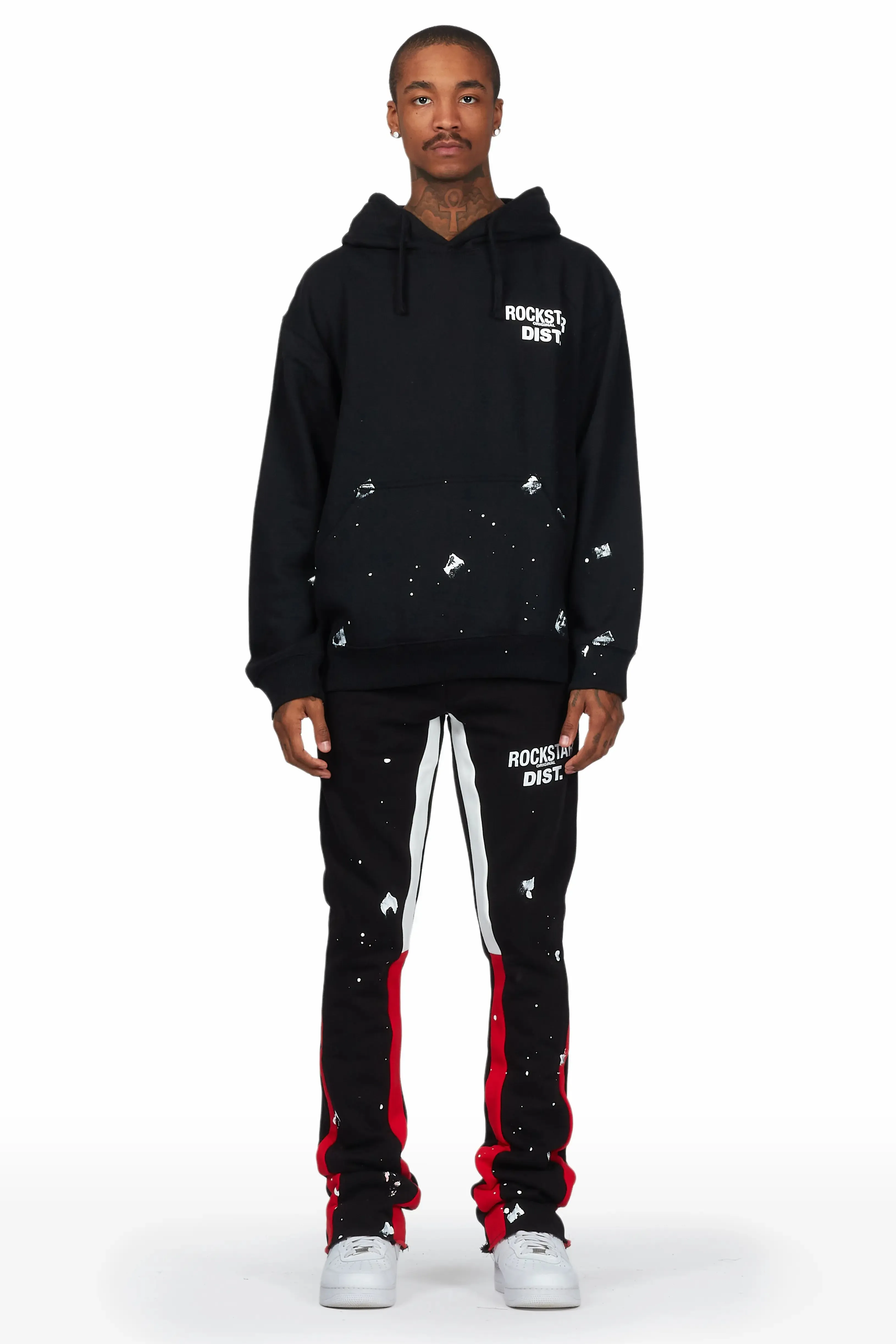 Raffer Black/Red Hoodie/Stacked Flare Pant Set sold by Rockstar Original