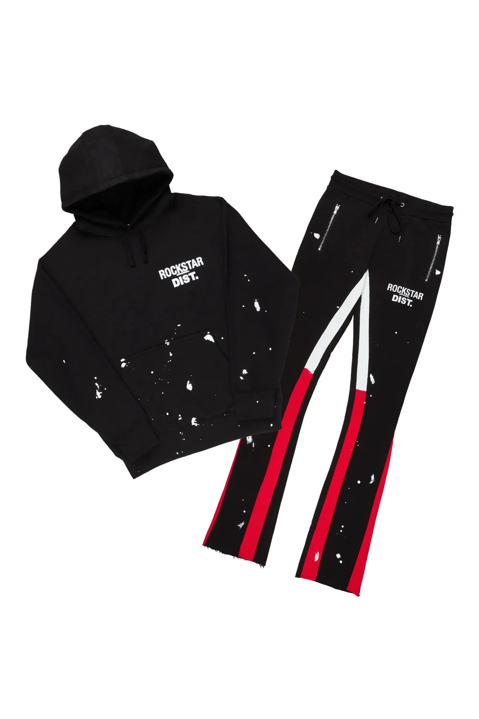 Raffer Black/Red Hoodie/Stacked Flare Pant Set sold by Rockstar Original product image thumbnail 2