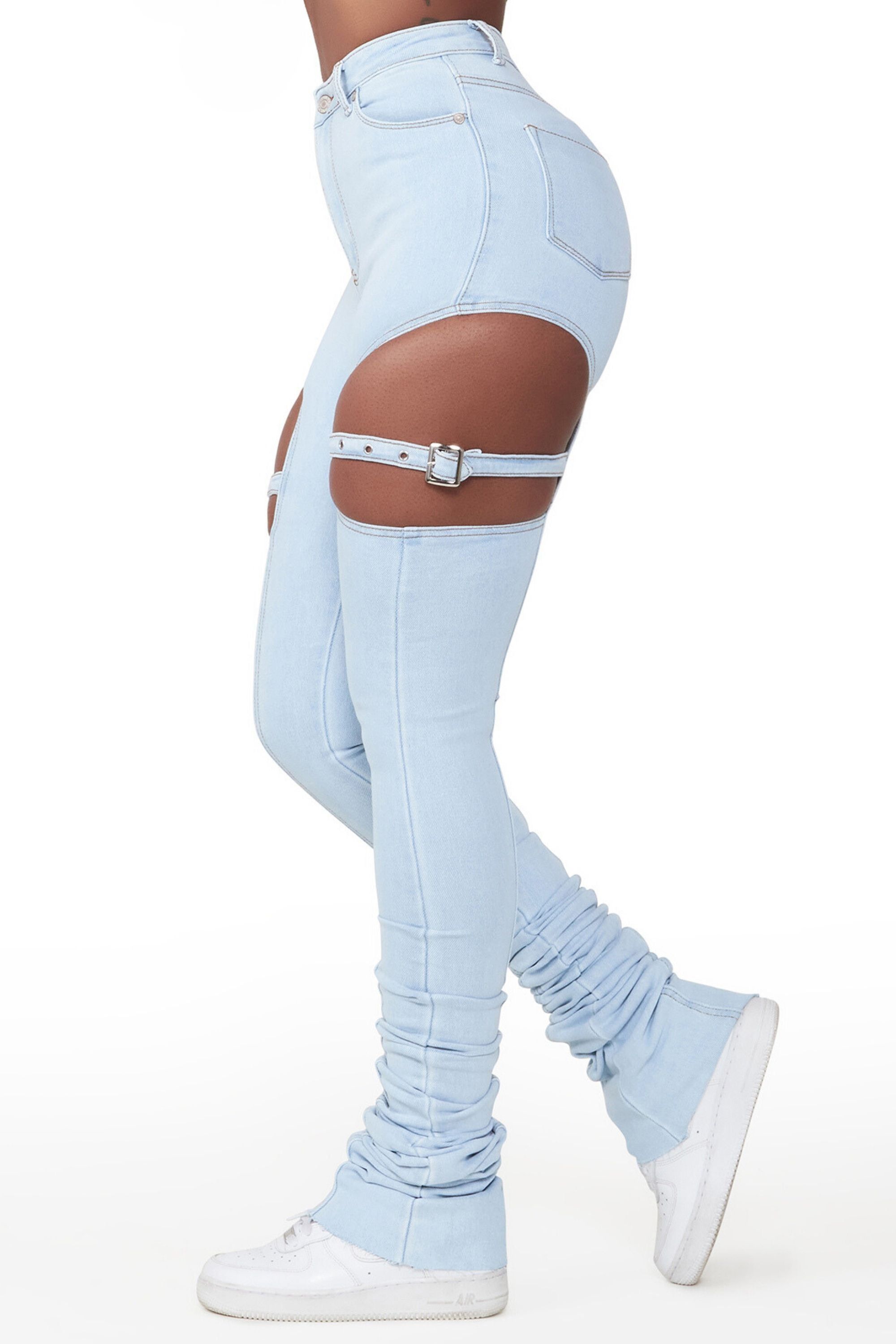 Cash And Carry Light Wash Super Stacked Jean sold by Rockstar Original