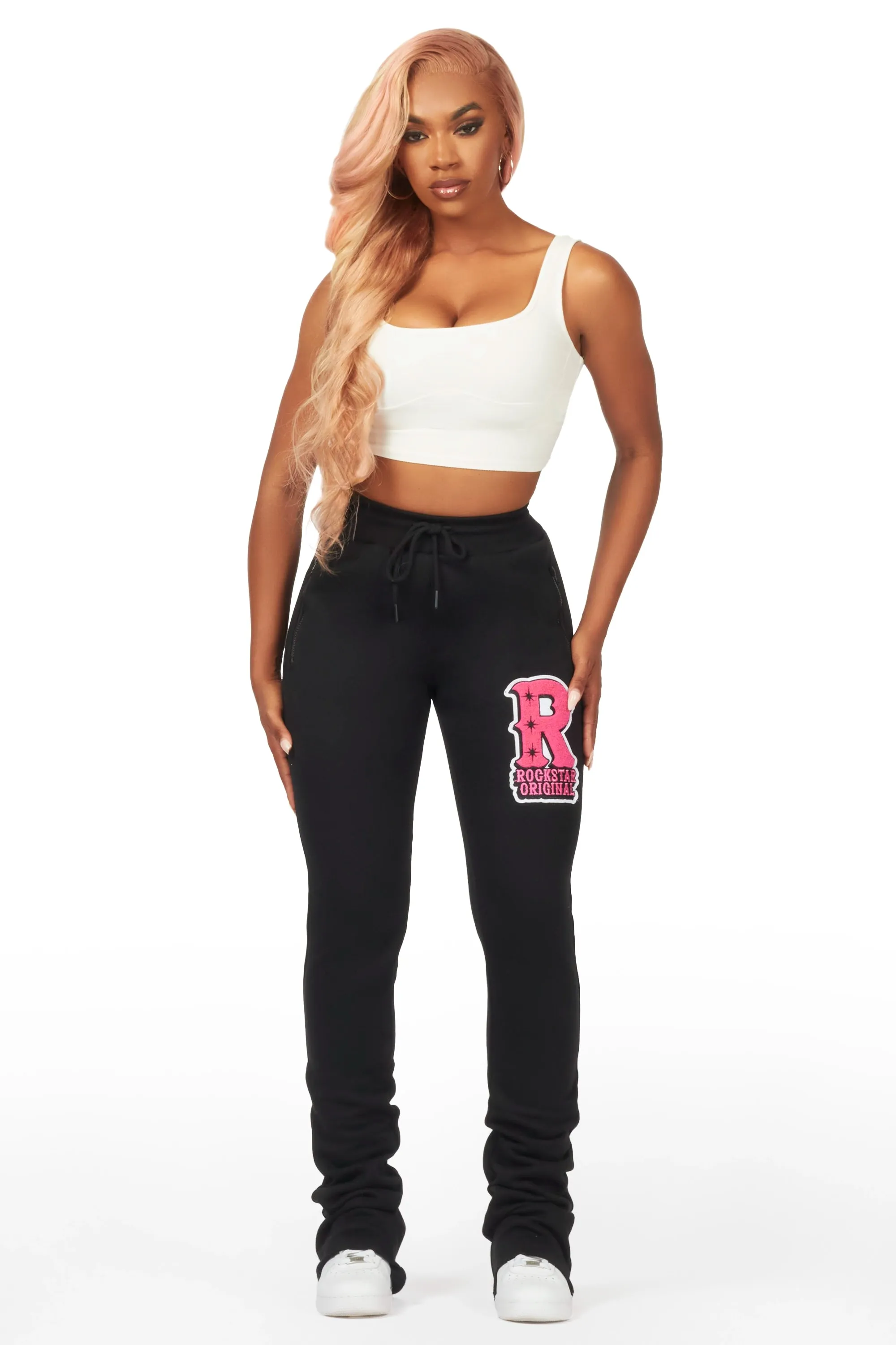 Fernanda Black Super Stacked Track Pant sold by Rockstar Original