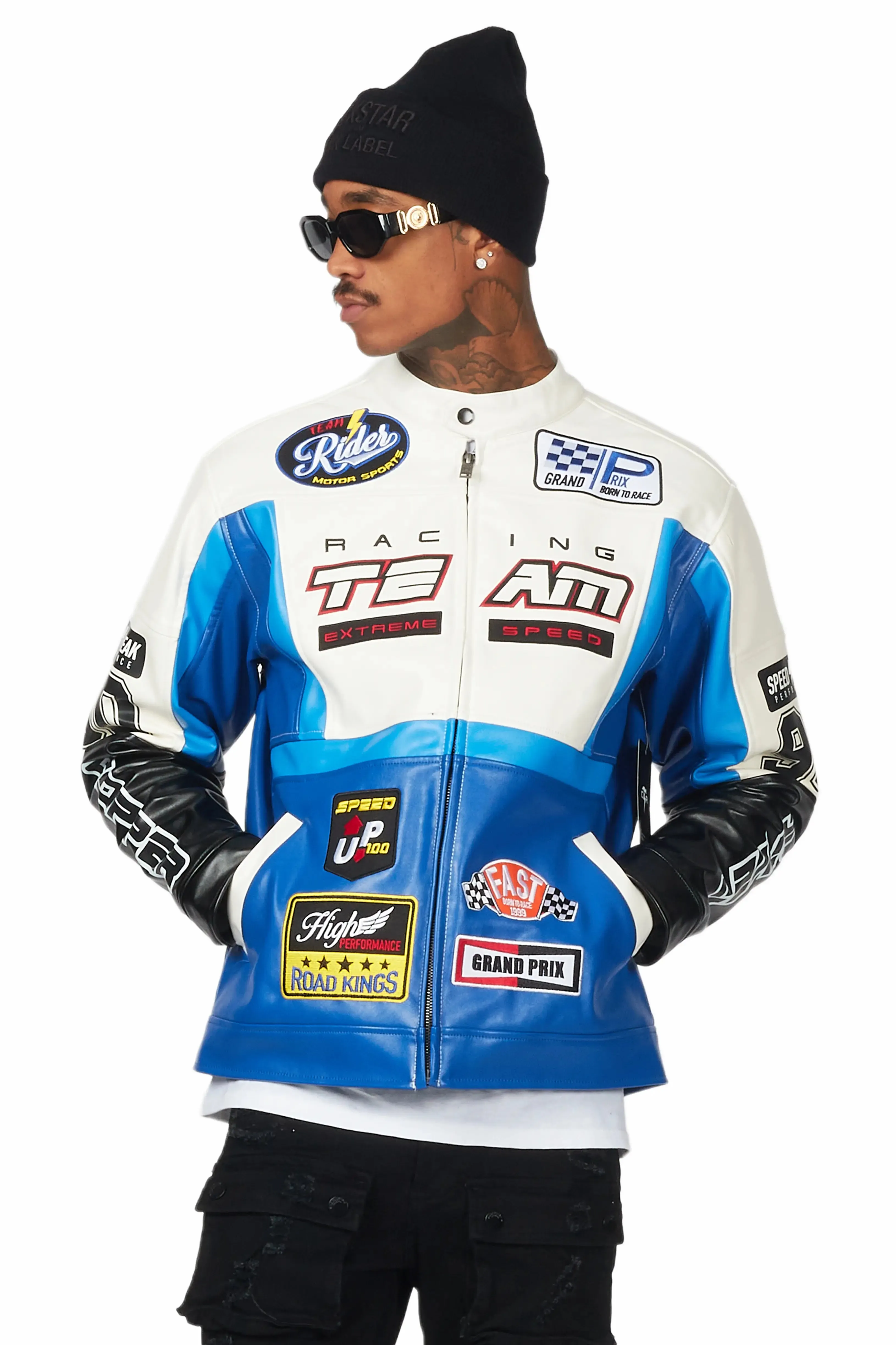 Madara Blue PU Leather Jacket sold by Rockstar Original product image thumbnail 4