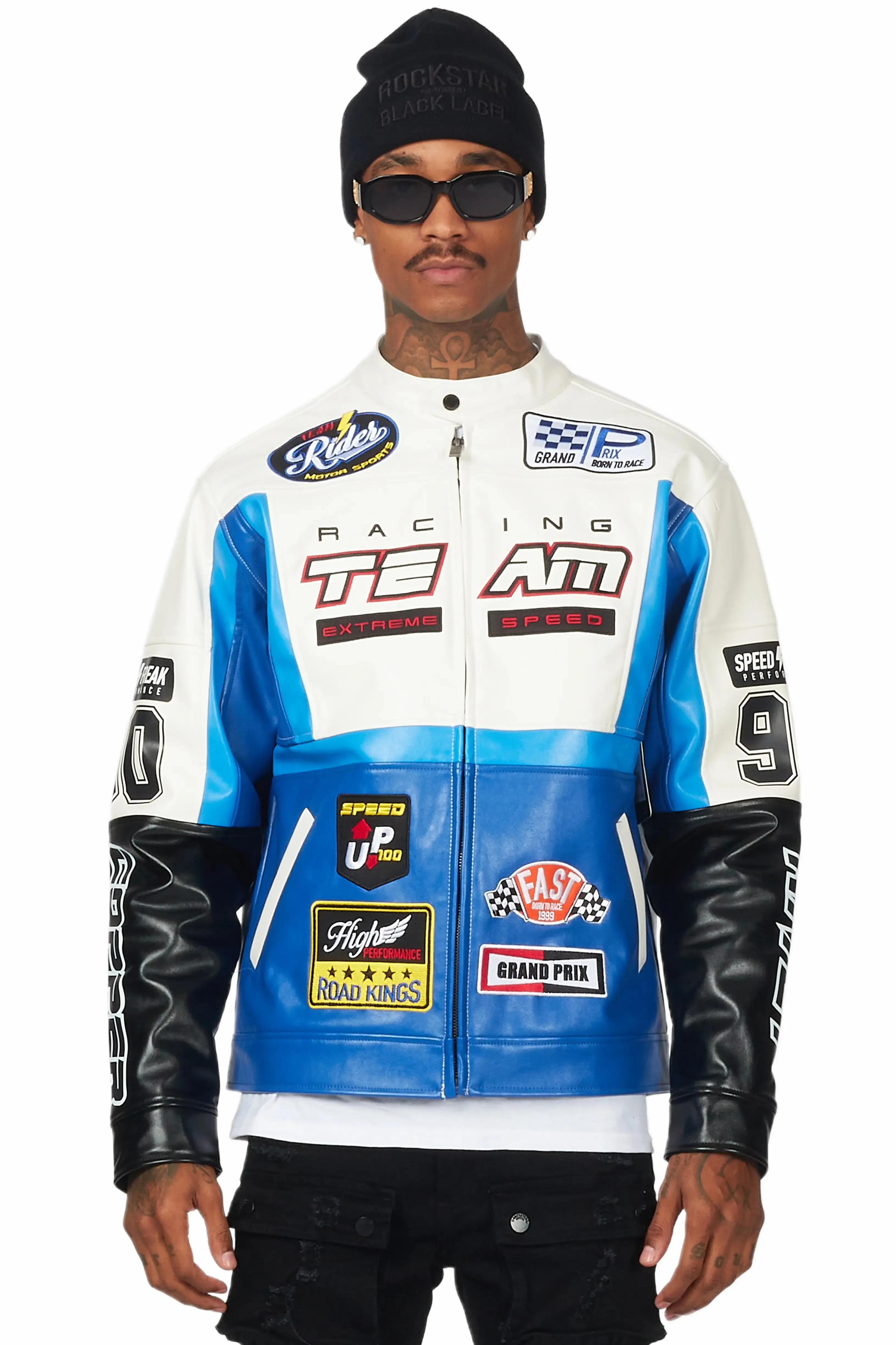 Madara Blue PU Leather Jacket sold by Rockstar Original