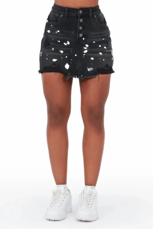 Amiyah Black Painted Mini Skirt sold by Rockstar Original