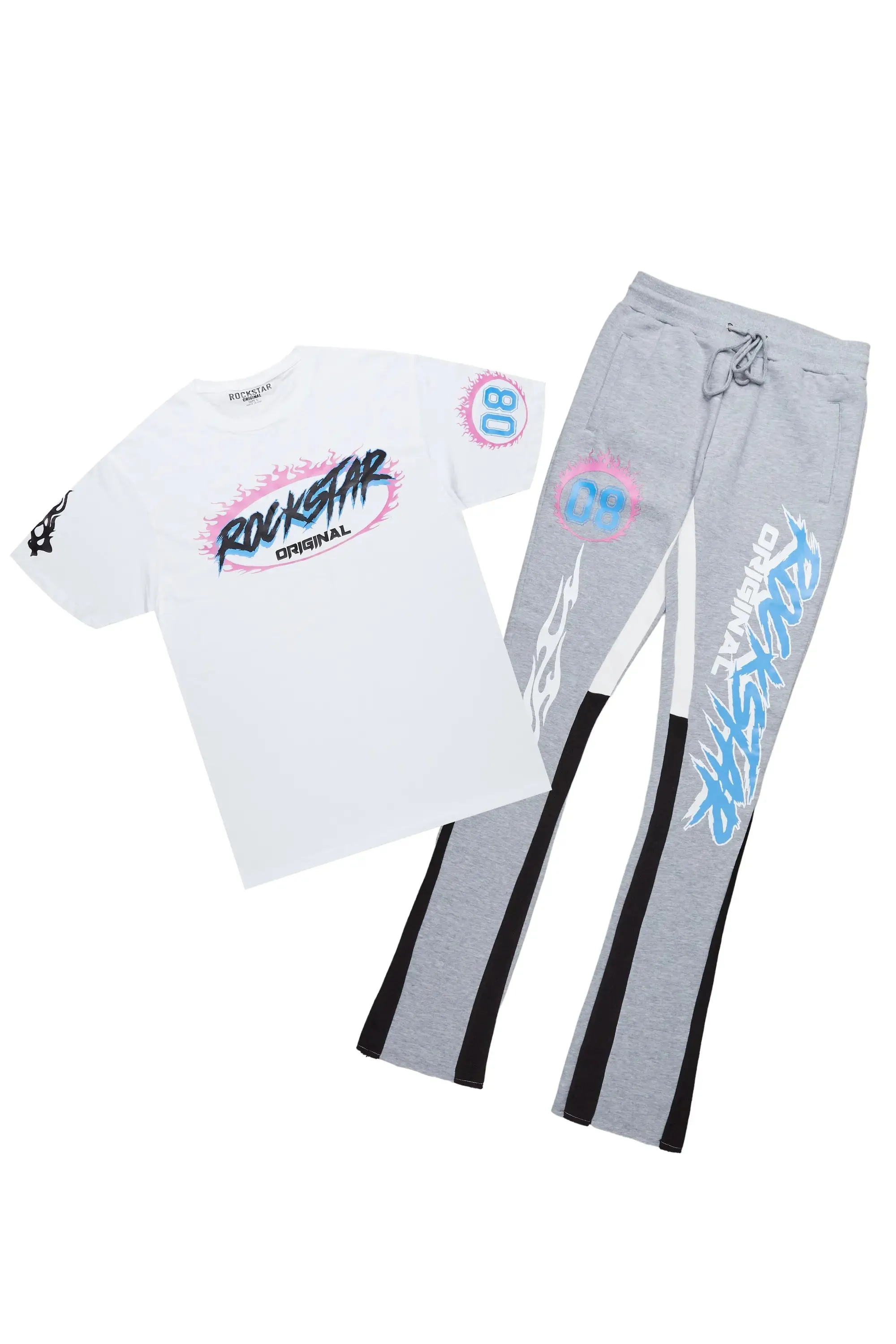 Draven White/Grey T-Shirt Stacked Flare Trackset sold by Rockstar Original