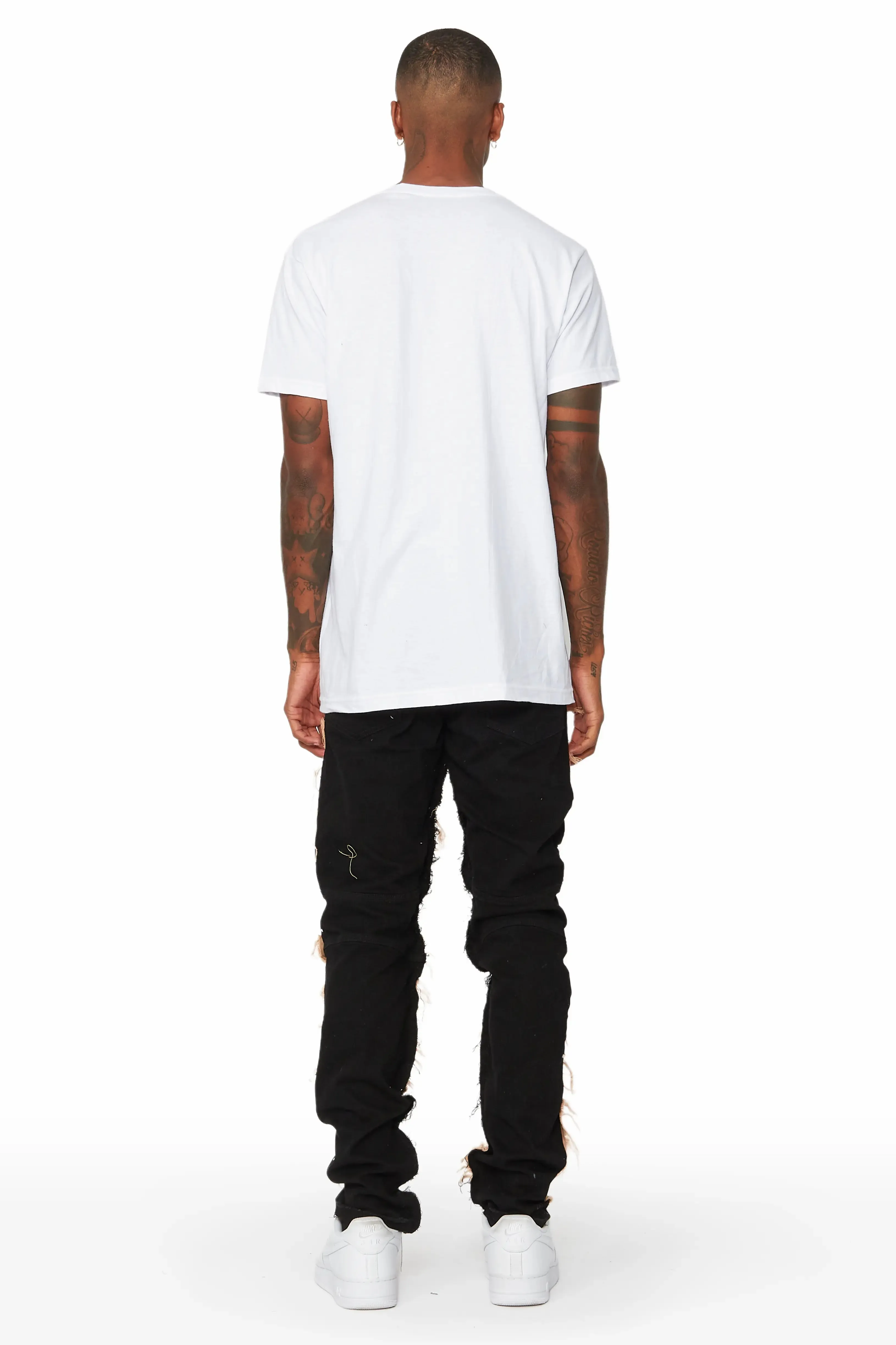 Cosmo Black/Beige Patchwork Biker Jean sold by Rockstar Original product image thumbnail 4