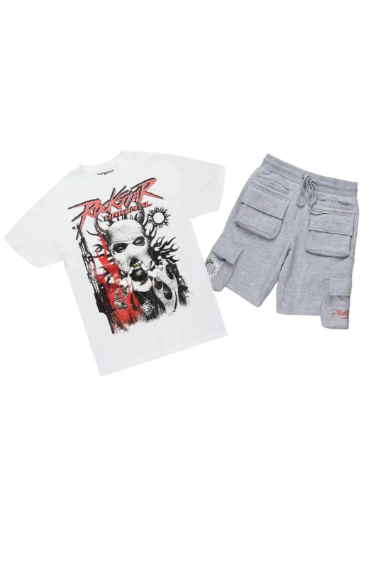 Merci White/Grey T-Shirt Short Set sold by Rockstar Original