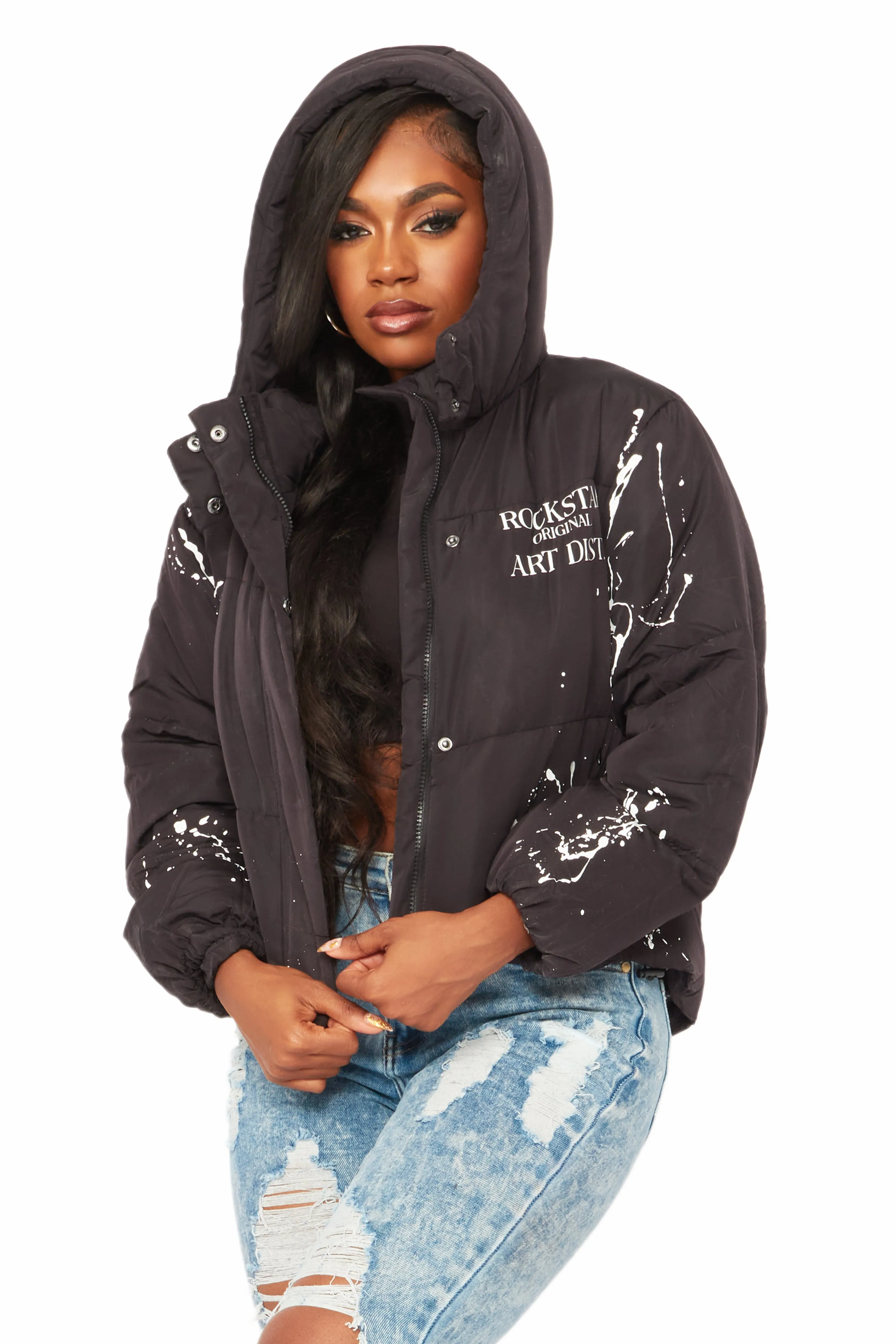 Keira Black Drippy Puffer Jacket sold by Rockstar Original product image thumbnail 2