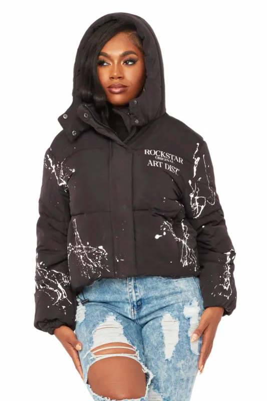 Keira Black Drippy Puffer Jacket sold by Rockstar Original