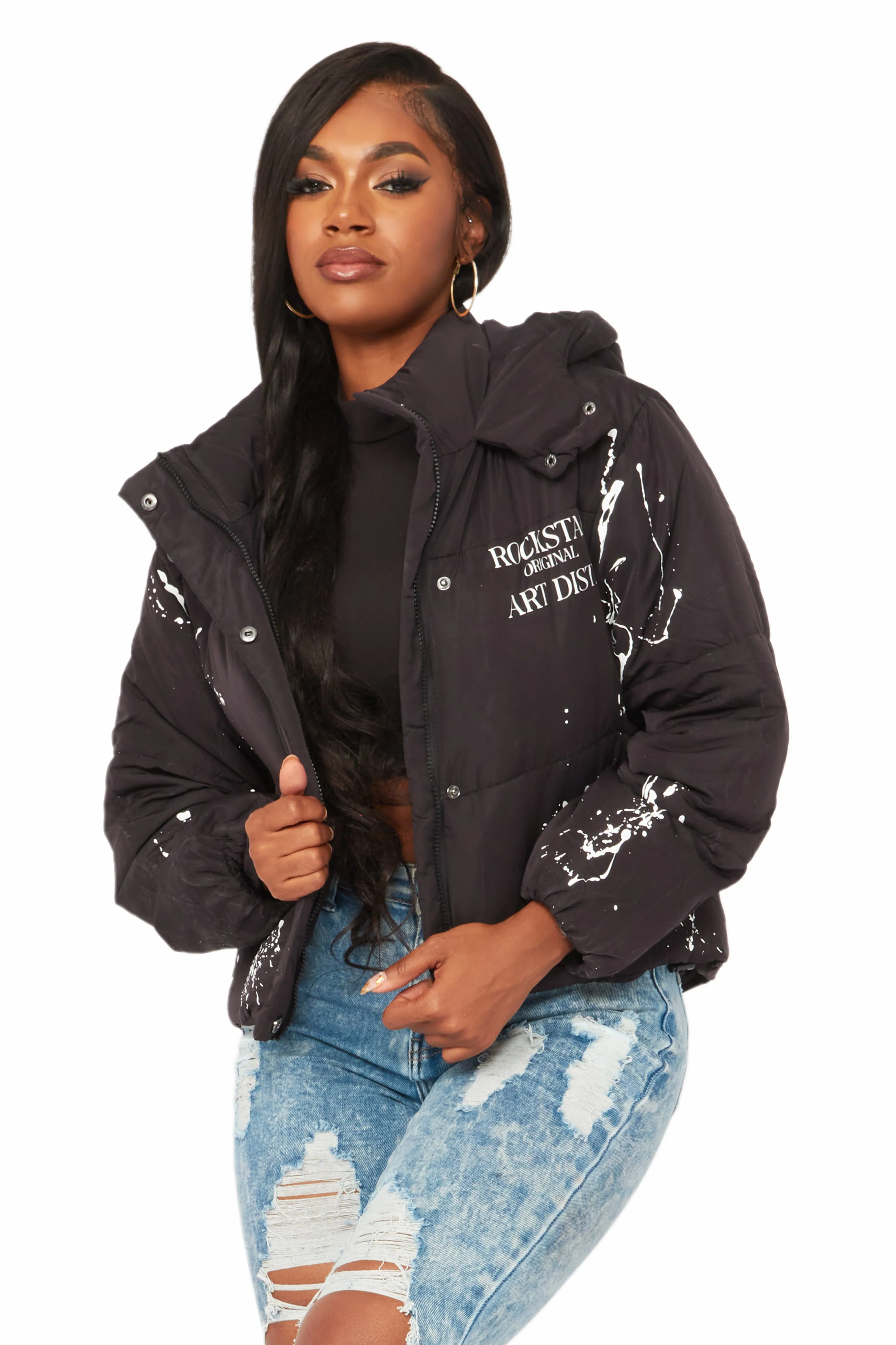 Keira Black Drippy Puffer Jacket sold by Rockstar Original product image thumbnail 3