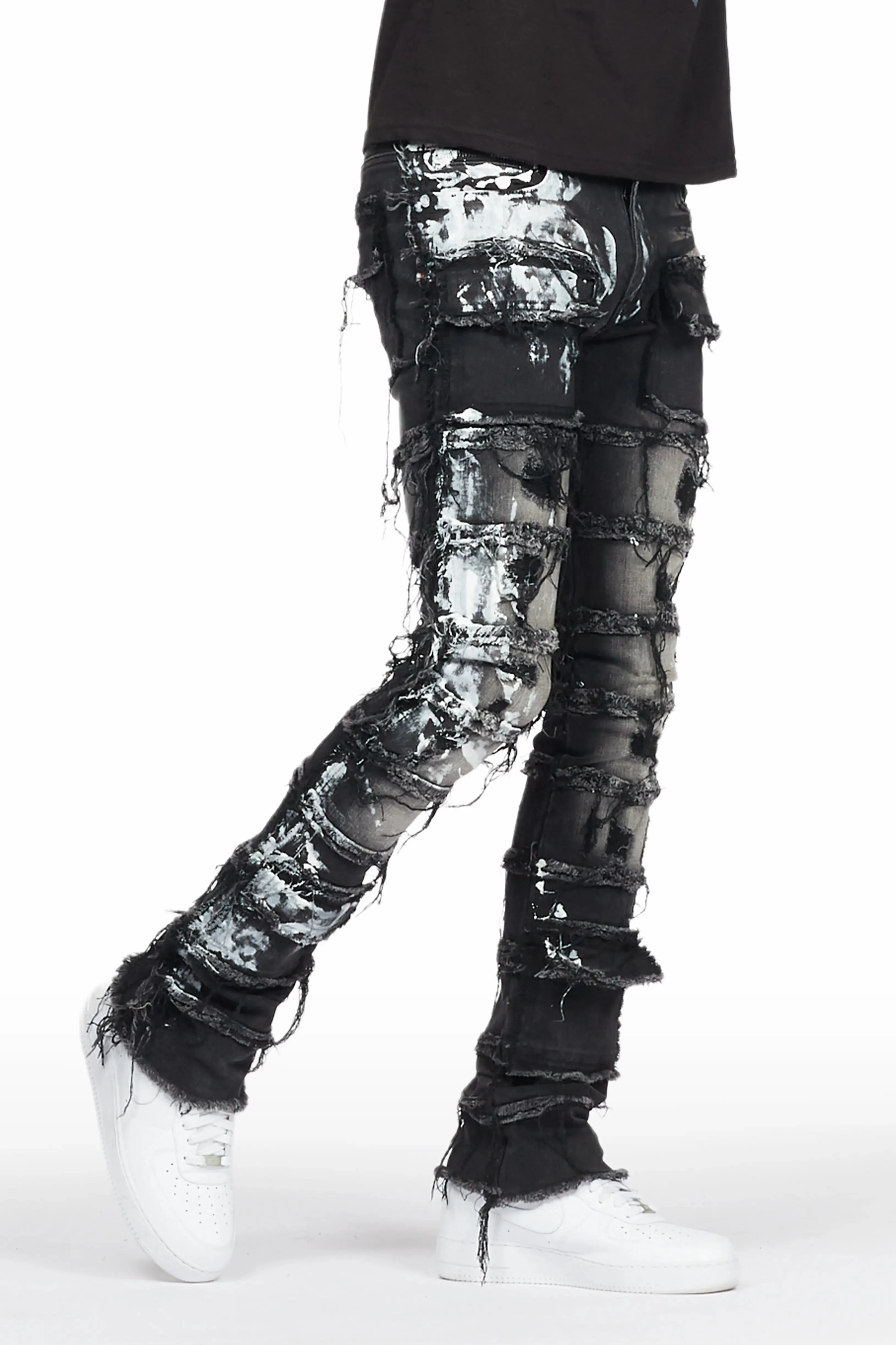 Wasi Black Painter Stacked Flare Jean sold by Rockstar Original