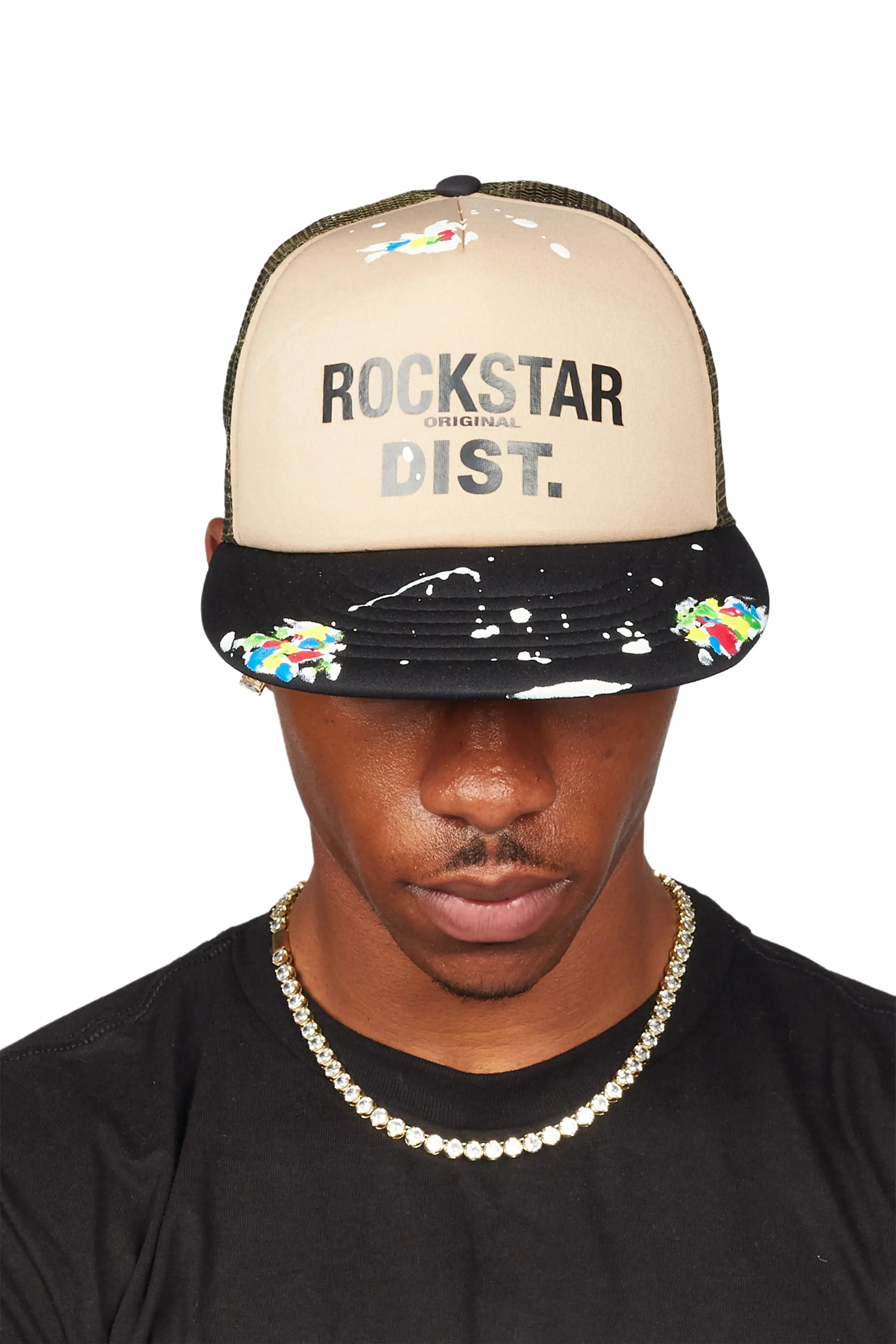 Neptune Beige/Camo Trucker Hat sold by Rockstar Original product image thumbnail 3