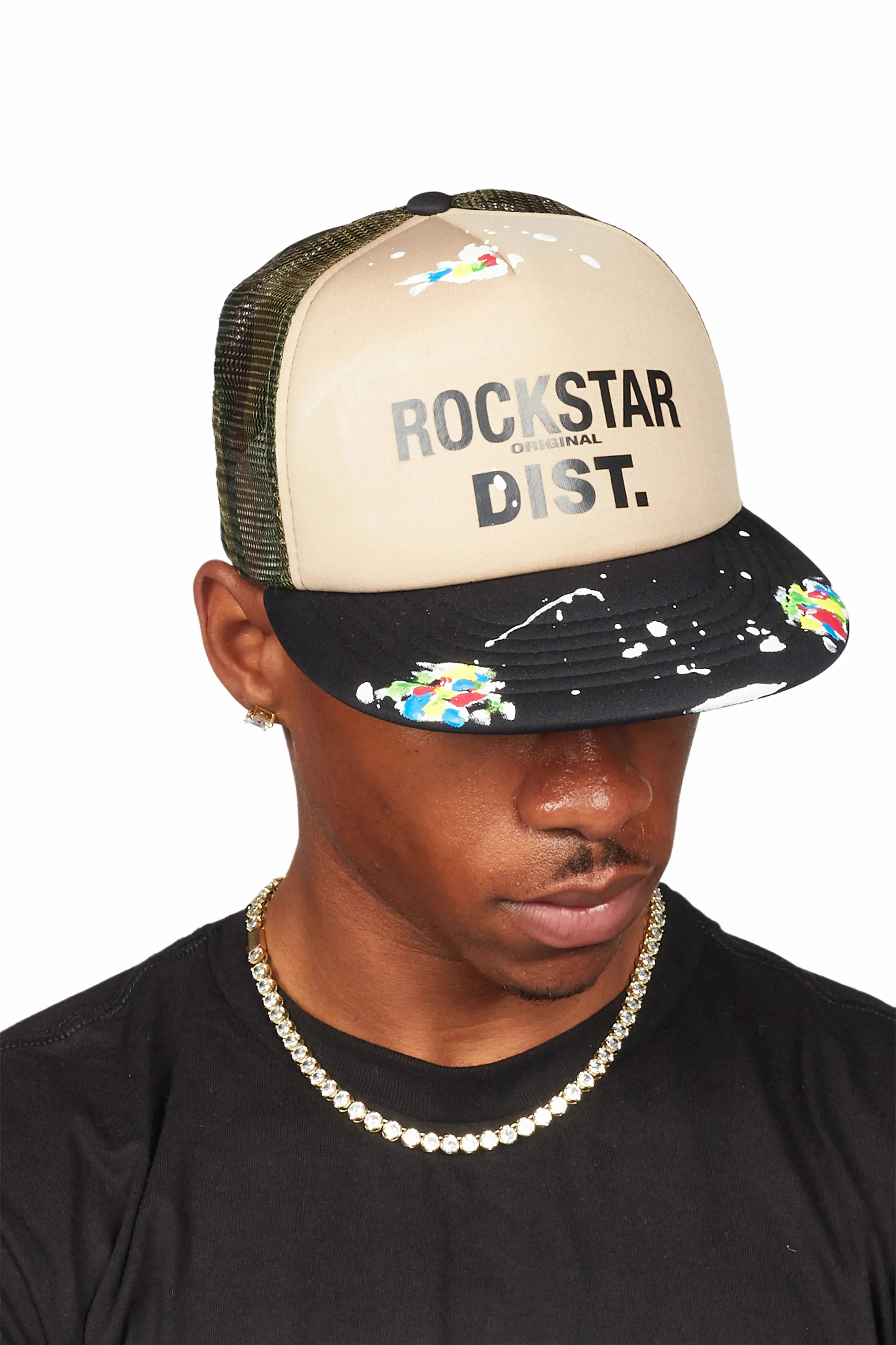 Neptune Beige/Camo Trucker Hat sold by Rockstar Original product image thumbnail 5