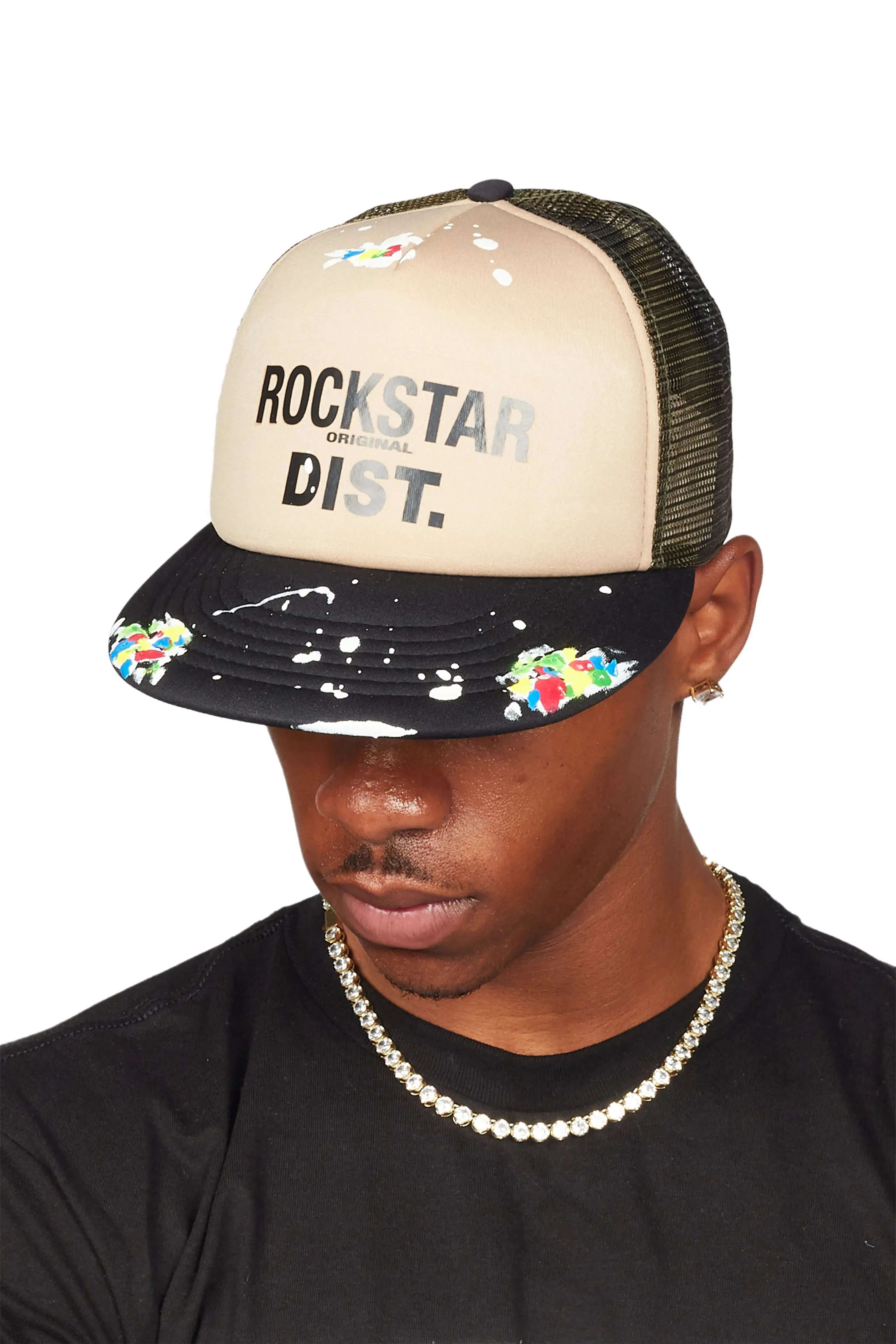 Neptune Beige/Camo Trucker Hat sold by Rockstar Original product image thumbnail 4