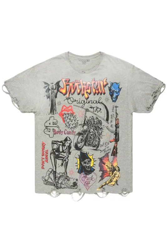 Shoota Heather Grey Oversized Graphic T-Shirt sold by Rockstar Original