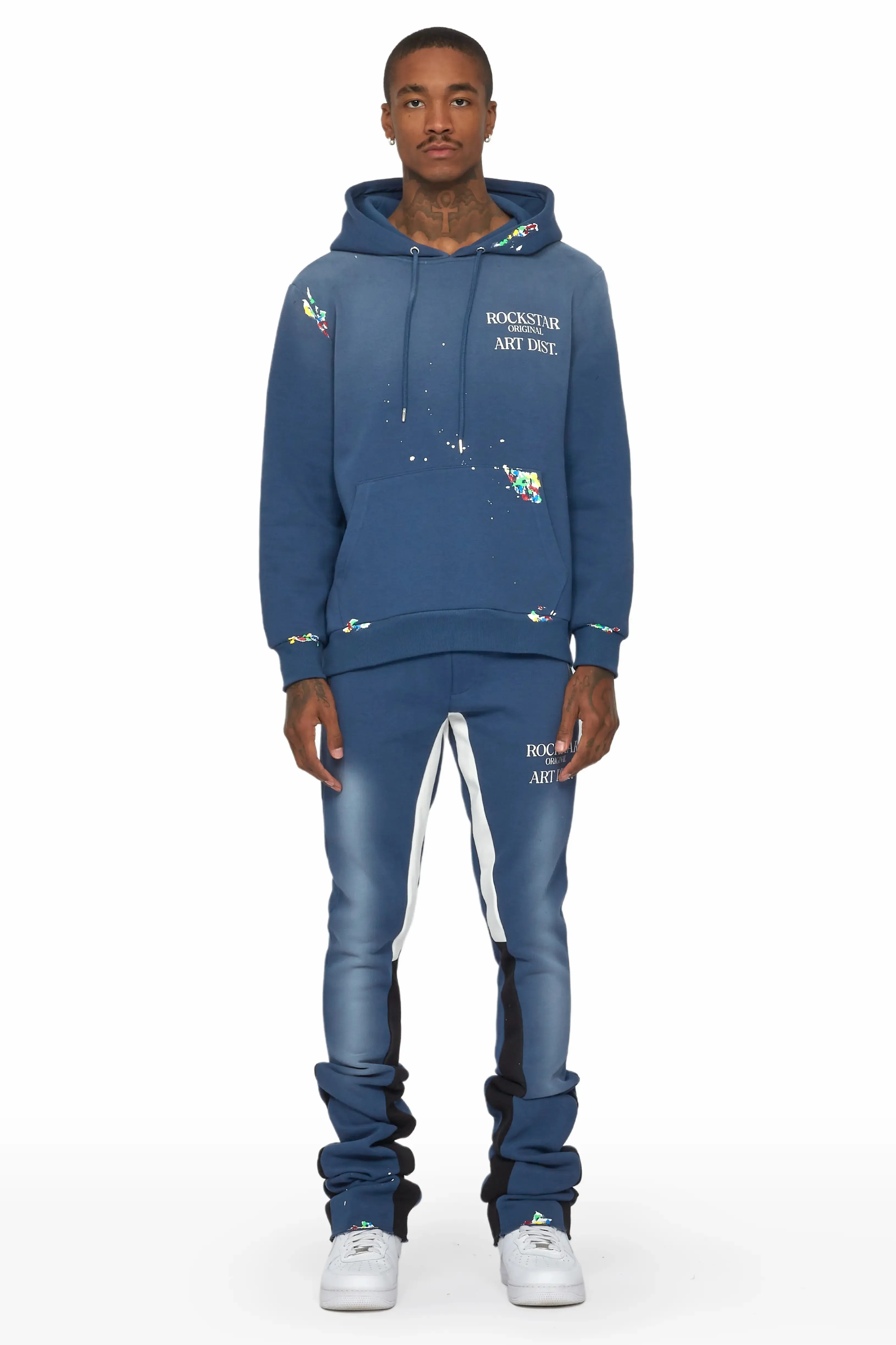 Rockstar Art Dist. Navy Super Stacked Pant Set sold by Rockstar Original