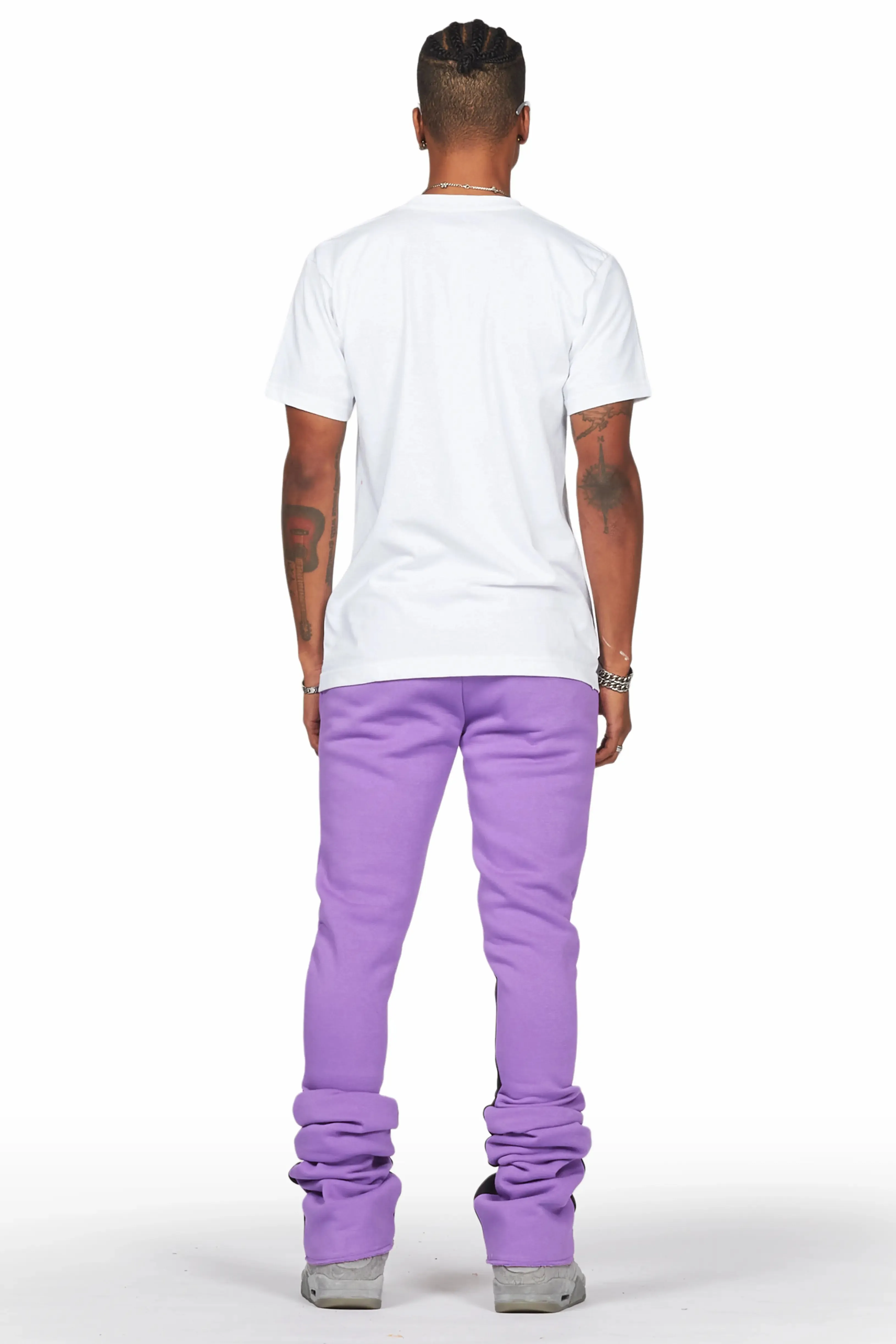 Damone Purple Super Stacked Flare Track Pant sold by Rockstar Original product image thumbnail 5