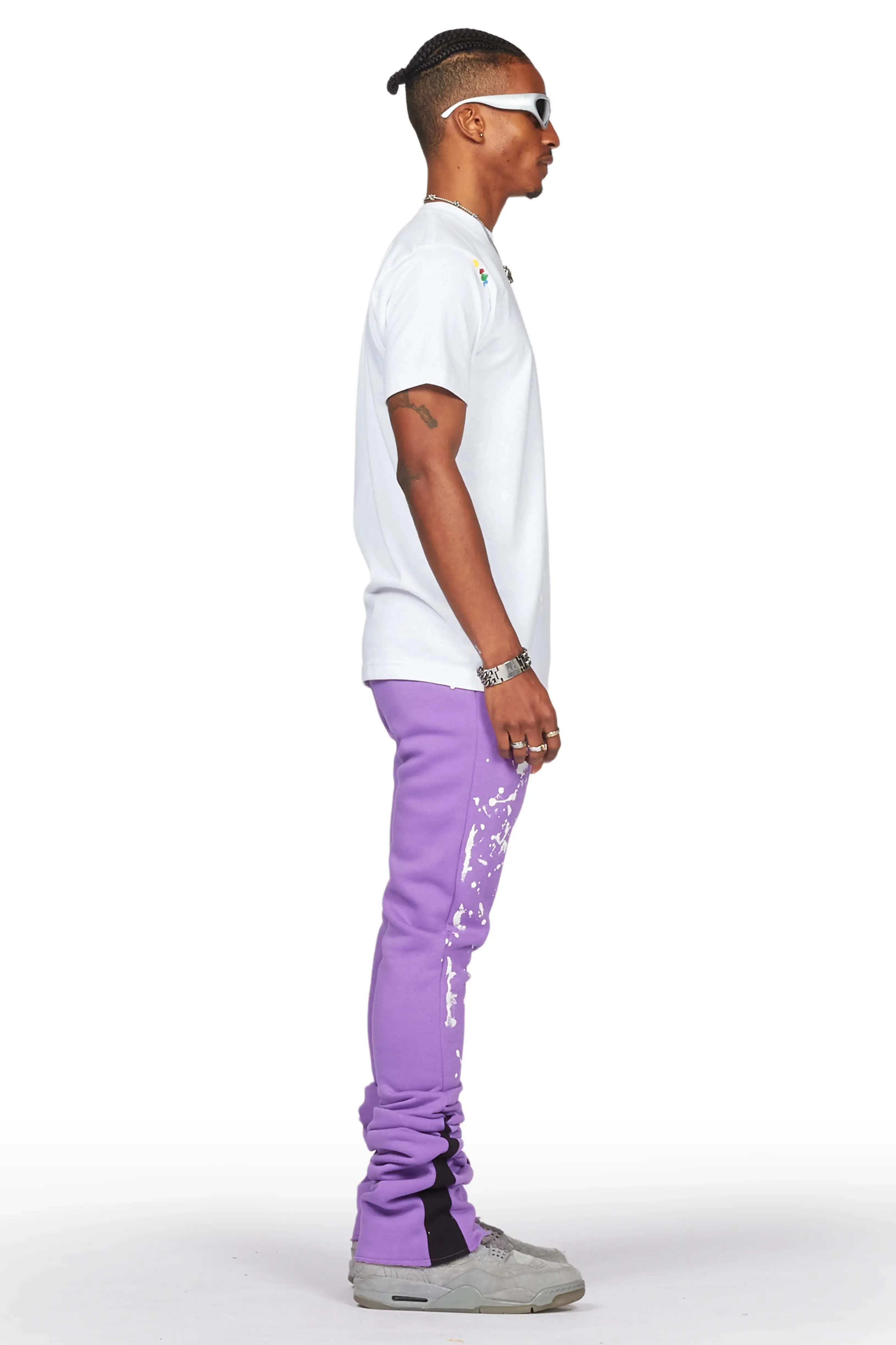 Damone Purple Super Stacked Flare Track Pant sold by Rockstar Original product image thumbnail 4