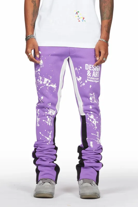 Damone Purple Super Stacked Flare Track Pant sold by Rockstar Original