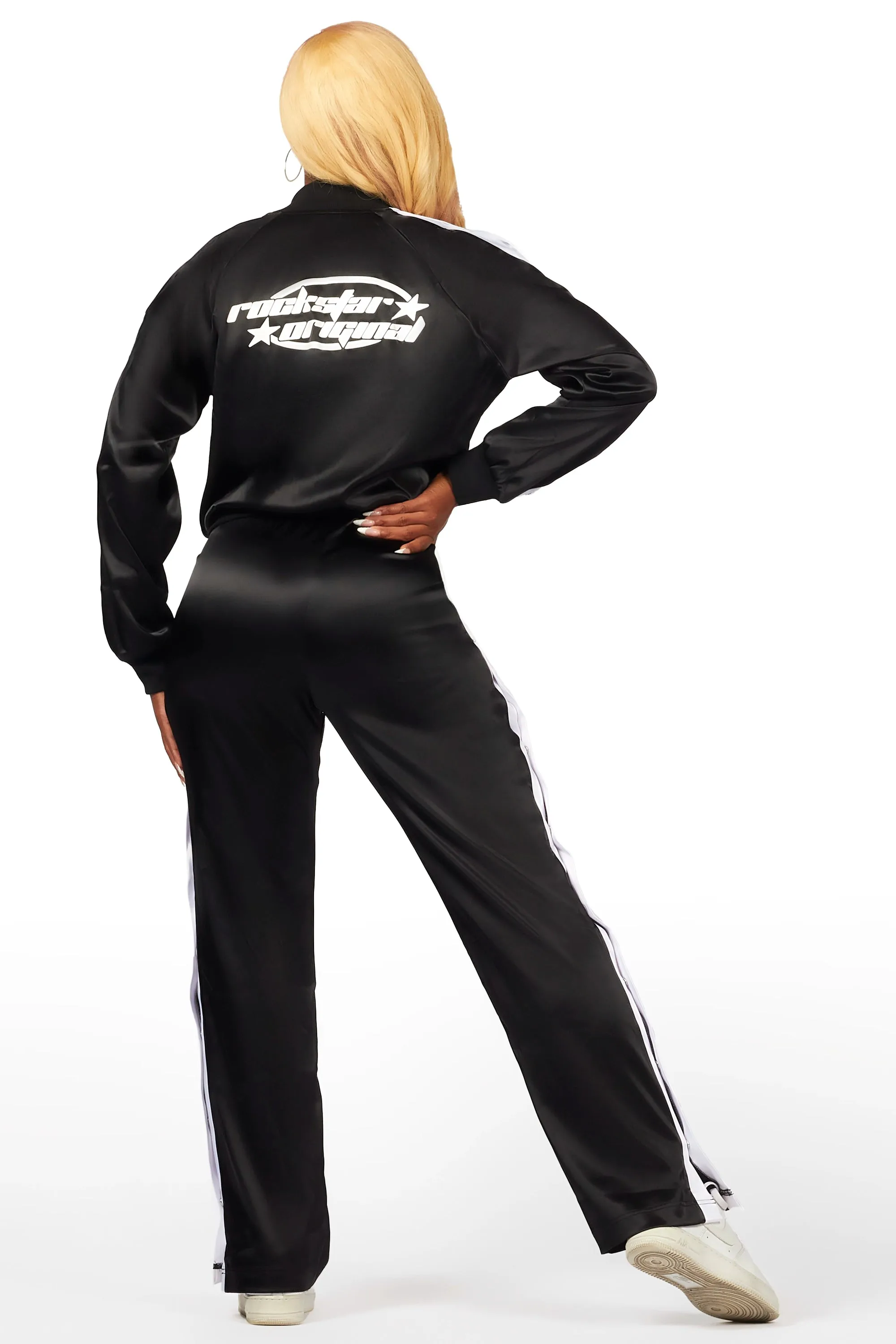 Natasha Black/White Satin Trackset sold by Rockstar Original product image thumbnail 3