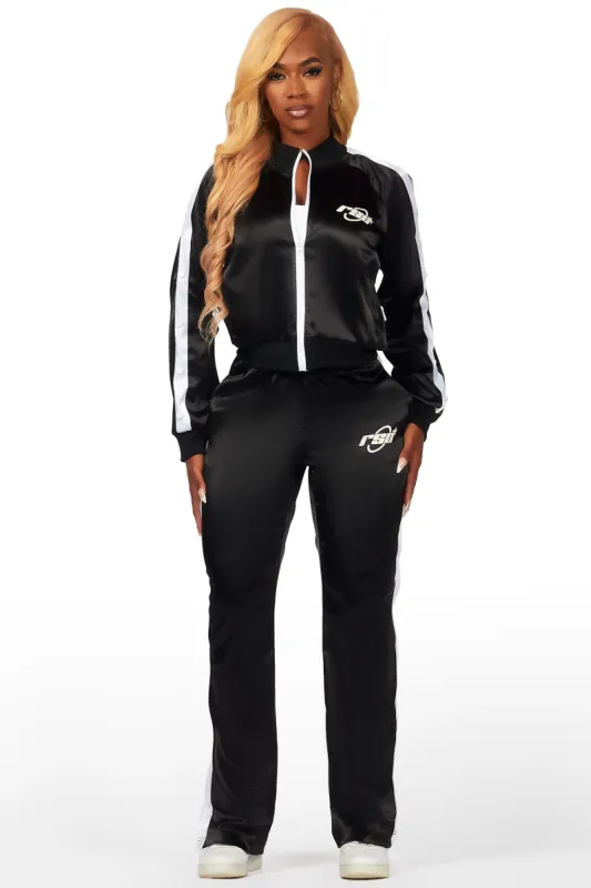 Natasha Black/White Satin Trackset sold by Rockstar Original