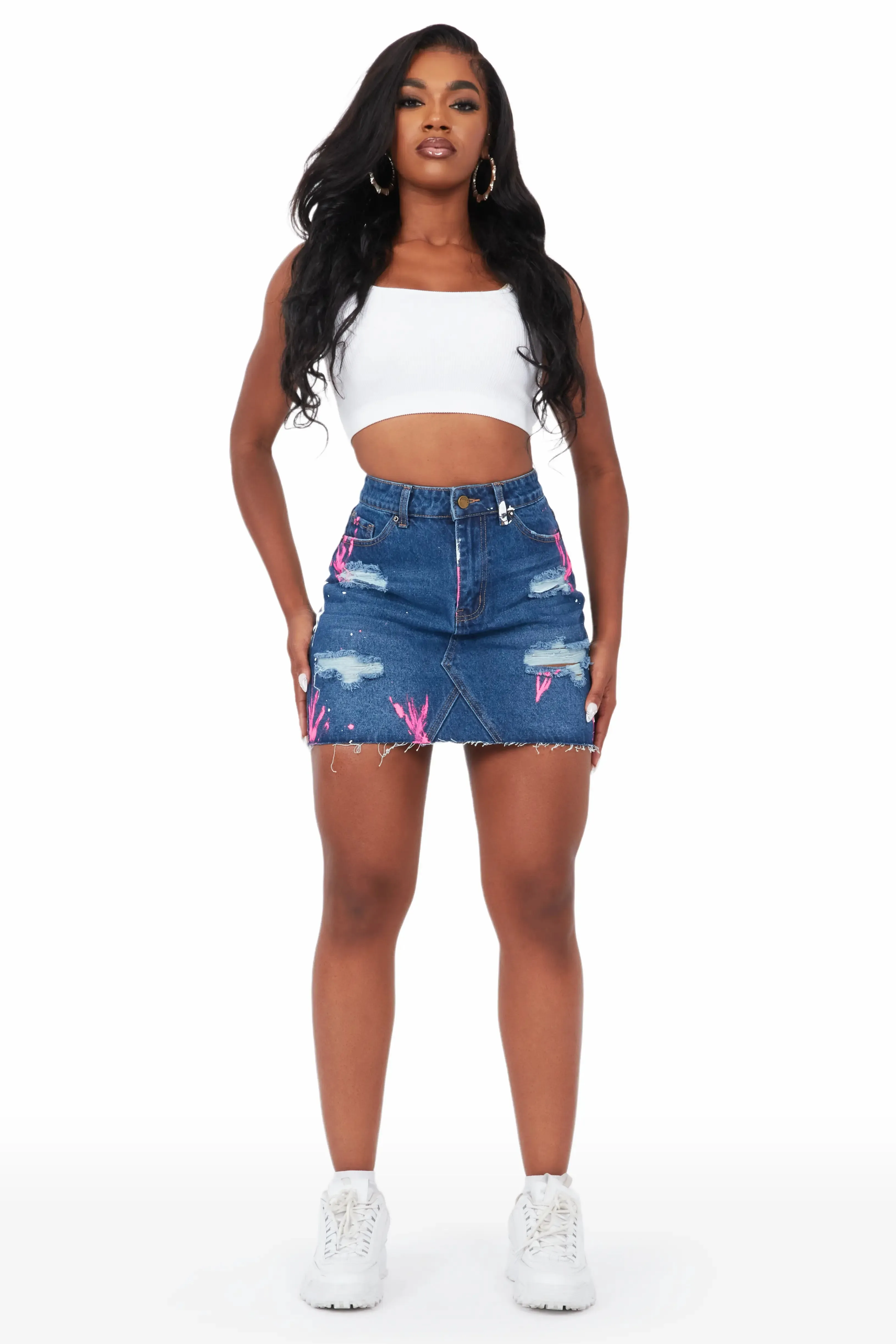 Emelia Med. Wash Painted Mini Skirt sold by Rockstar Original product image thumbnail 2