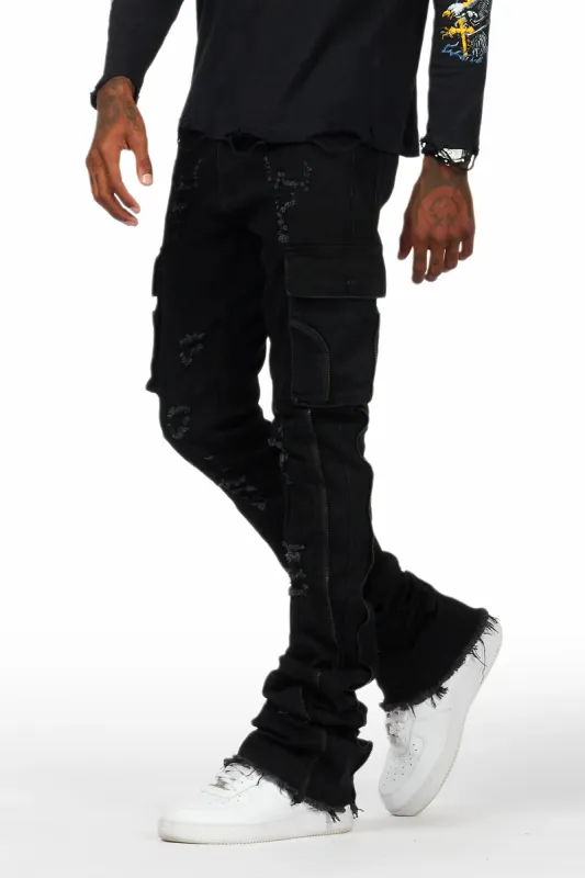 Hutch Black Super Stacked Flare Jean sold by Rockstar Original
