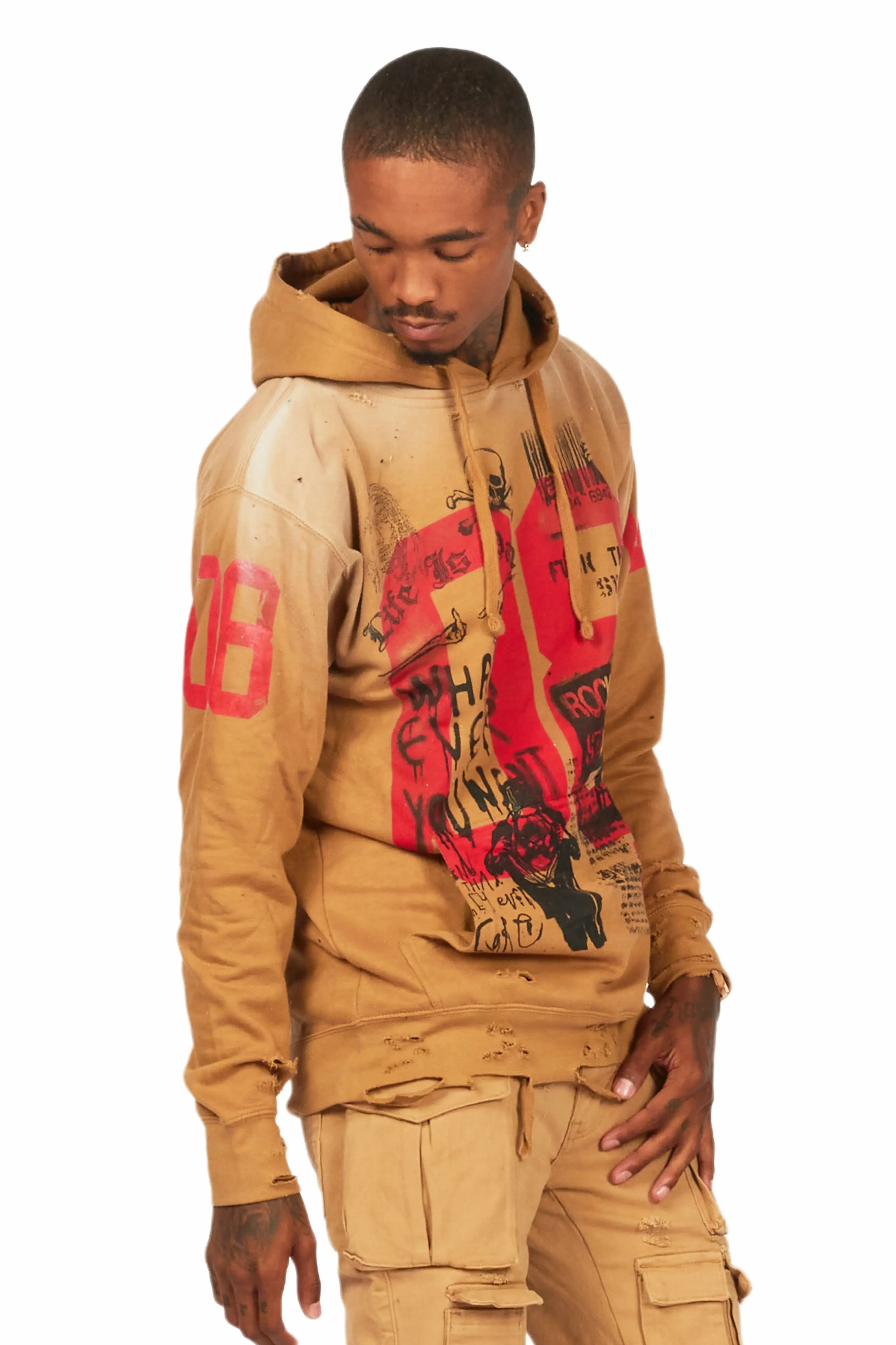 Grill Tan Distressed Graphic Hoodie sold by Rockstar Original product image thumbnail 4
