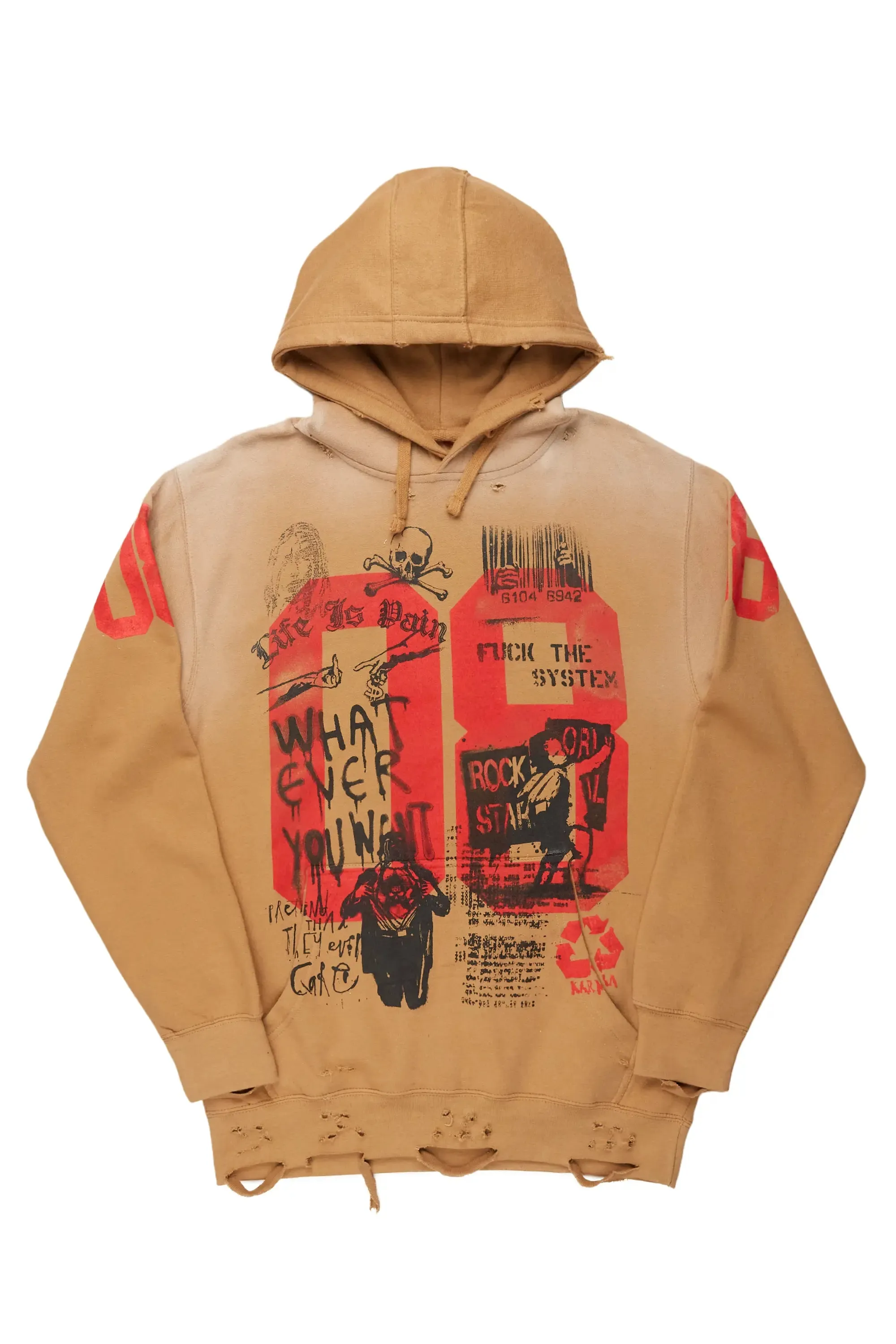 Grill Tan Distressed Graphic Hoodie sold by Rockstar Original