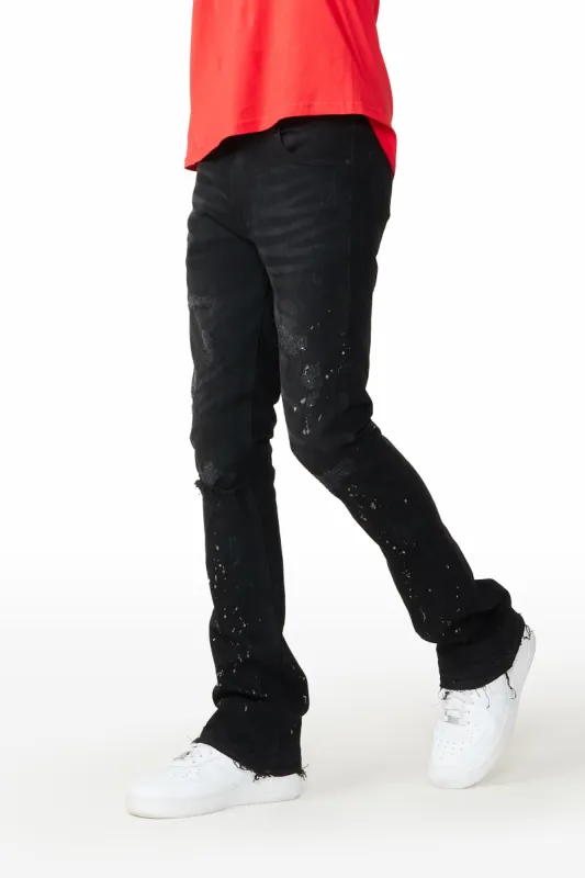 Oddie Black Stacked Flare Jean sold by Rockstar Original