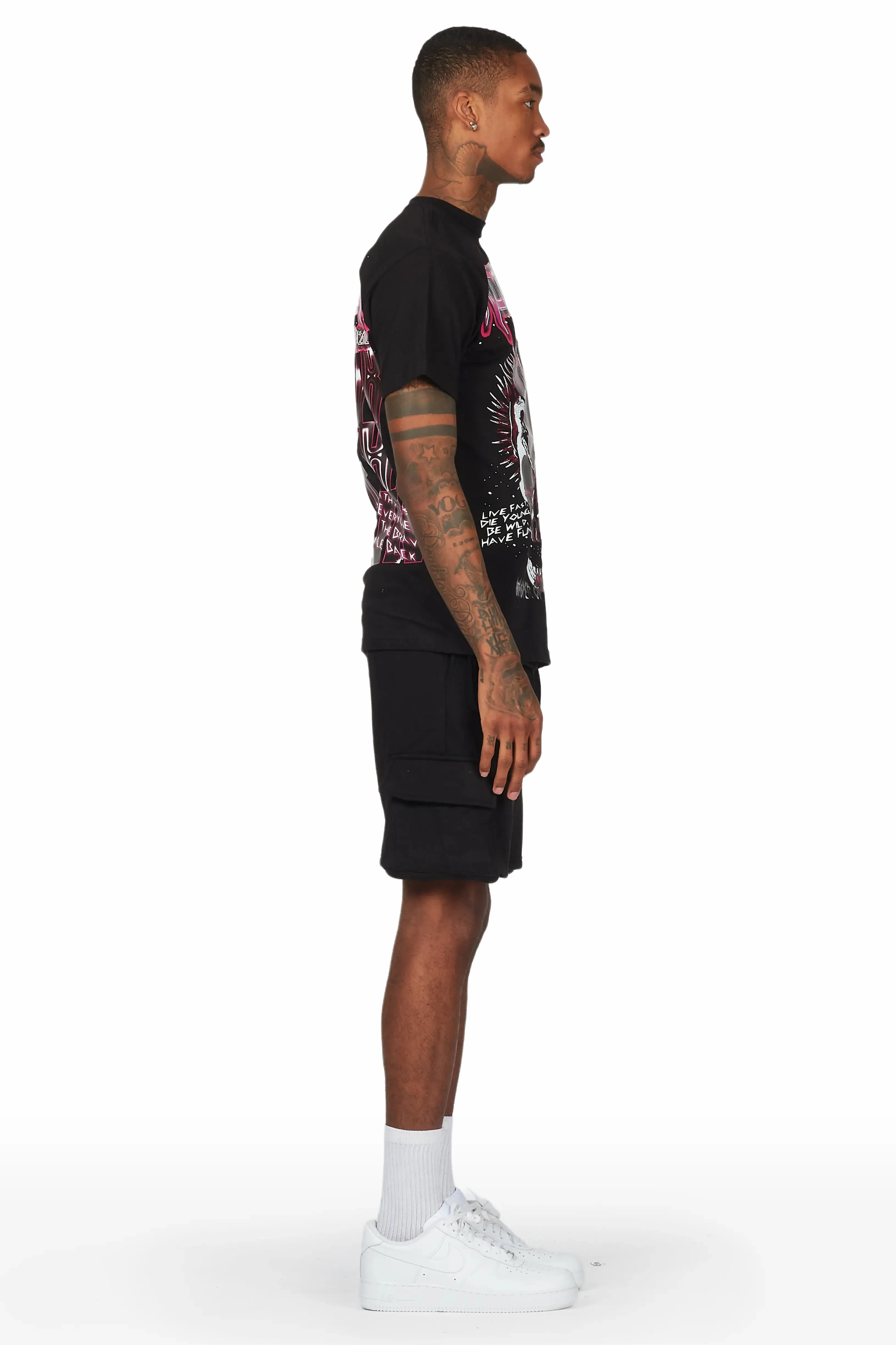Obern Black T-Shirt Short Set sold by Rockstar Original product image thumbnail 4