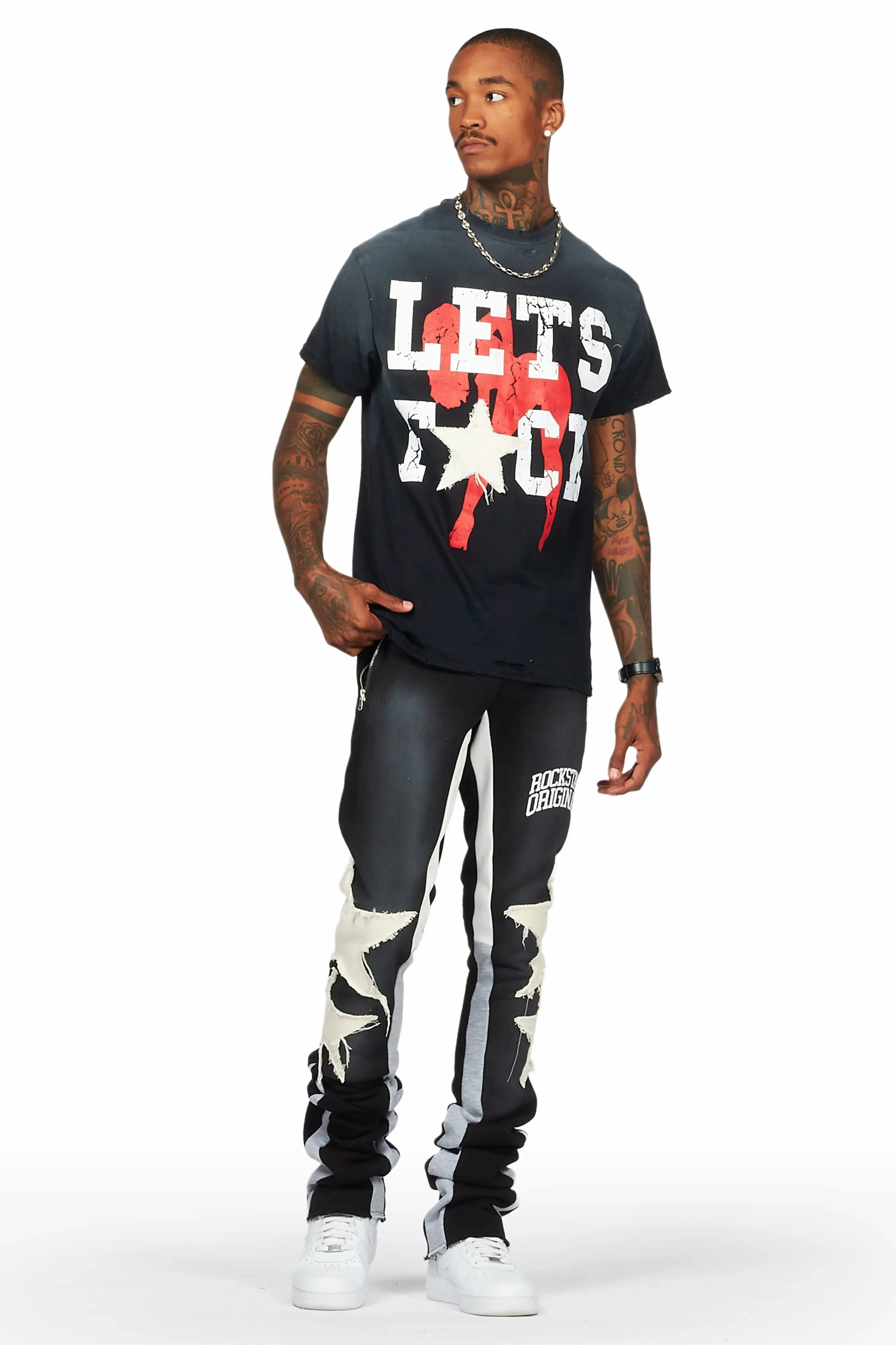 Pacino Black/Grey T-Shirt/Stacked Flare Track Set sold by Rockstar Original product image thumbnail 2