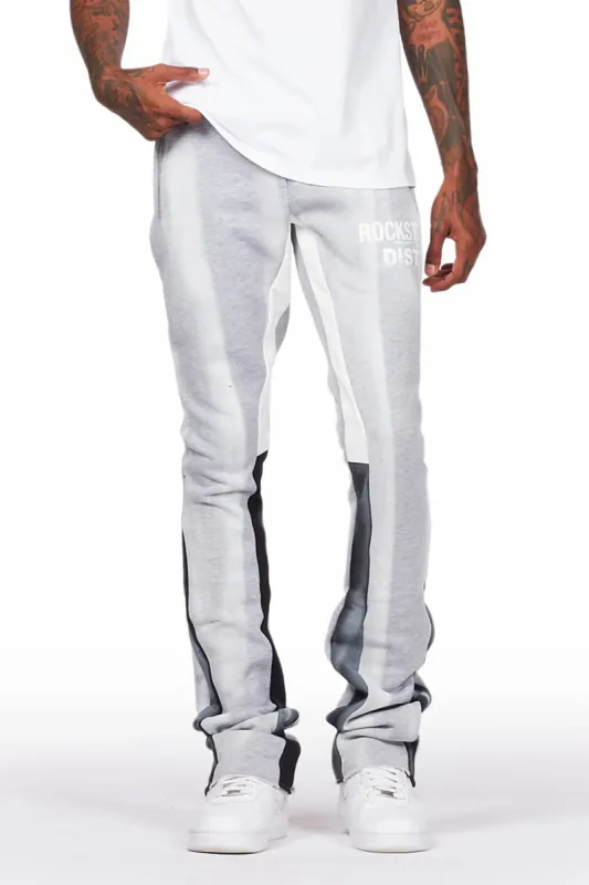 Firoz Grey/White Graphic Stacked Flare Pant sold by Rockstar Original