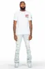Yasu Blue Painter Stacked Flare Jean sold by Rockstar Original