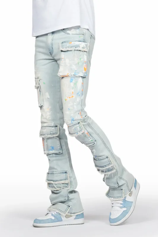 Yasu Blue Painter Stacked Flare Jean sold by Rockstar Original