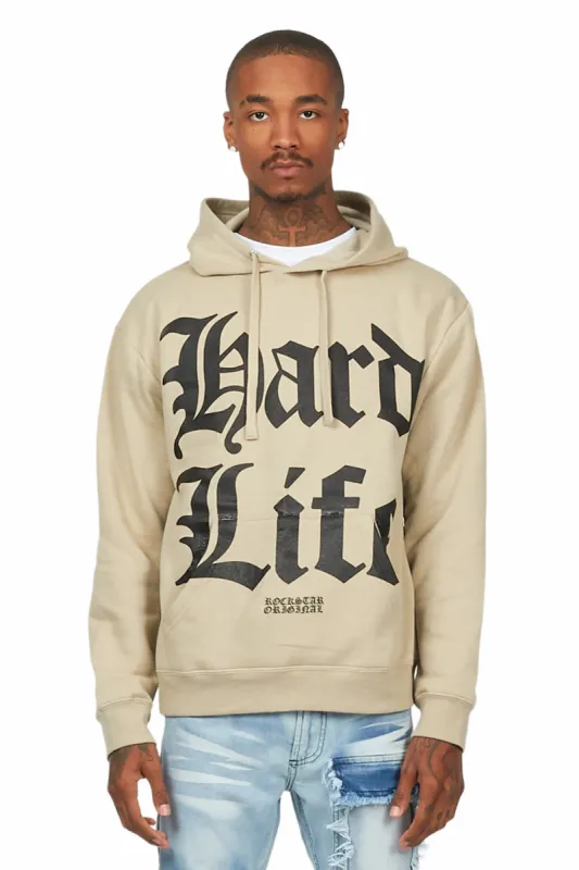 Hard Life Beige Graphic Hoodie sold by Rockstar Original