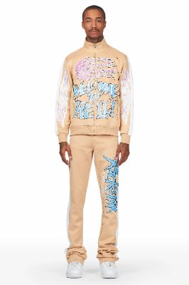 Alonzo Beige Tricot Super Stacked Track Set sold by Rockstar Original