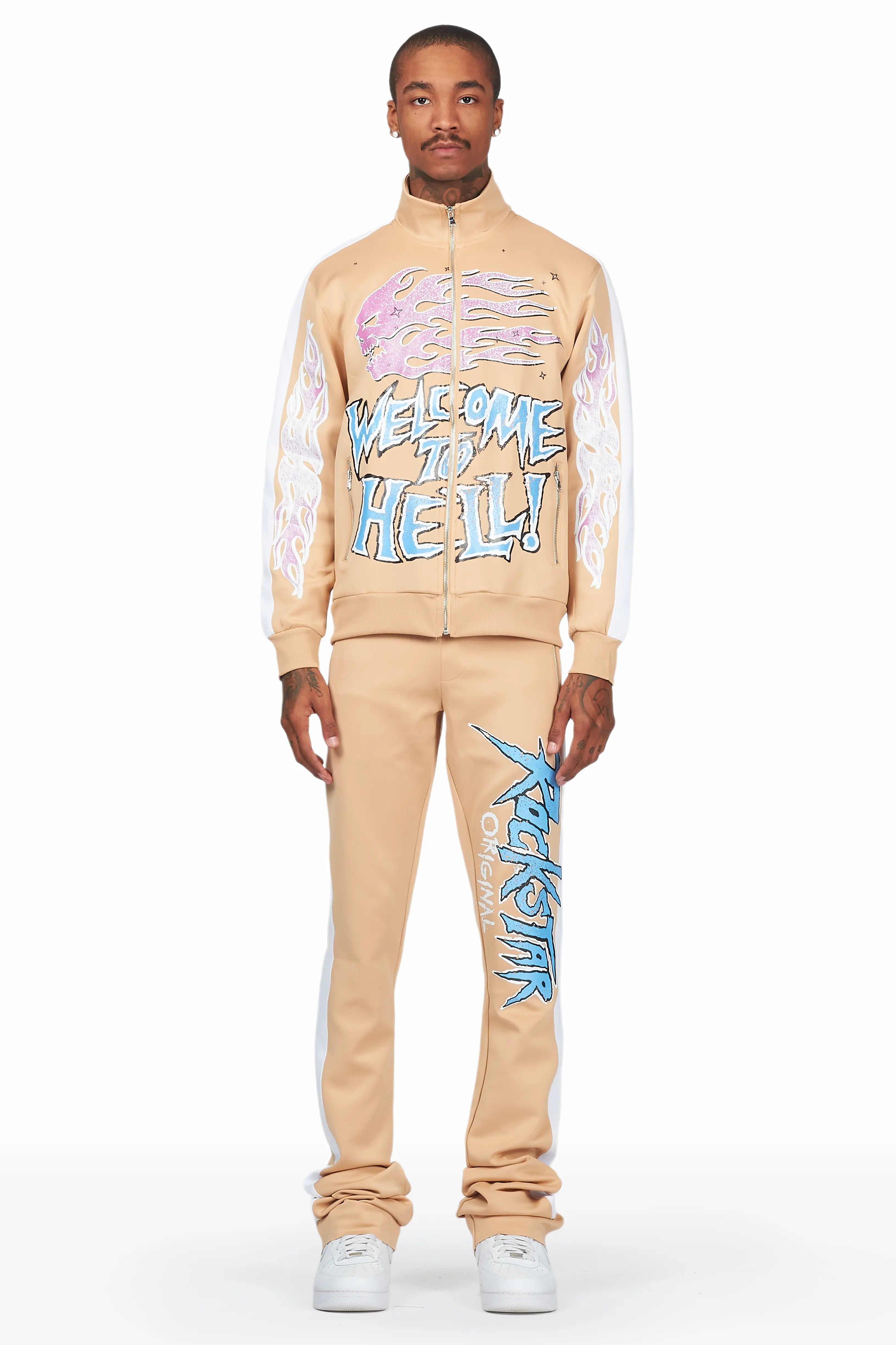 Alonzo Beige Tricot Super Stacked Track Set sold by Rockstar Original