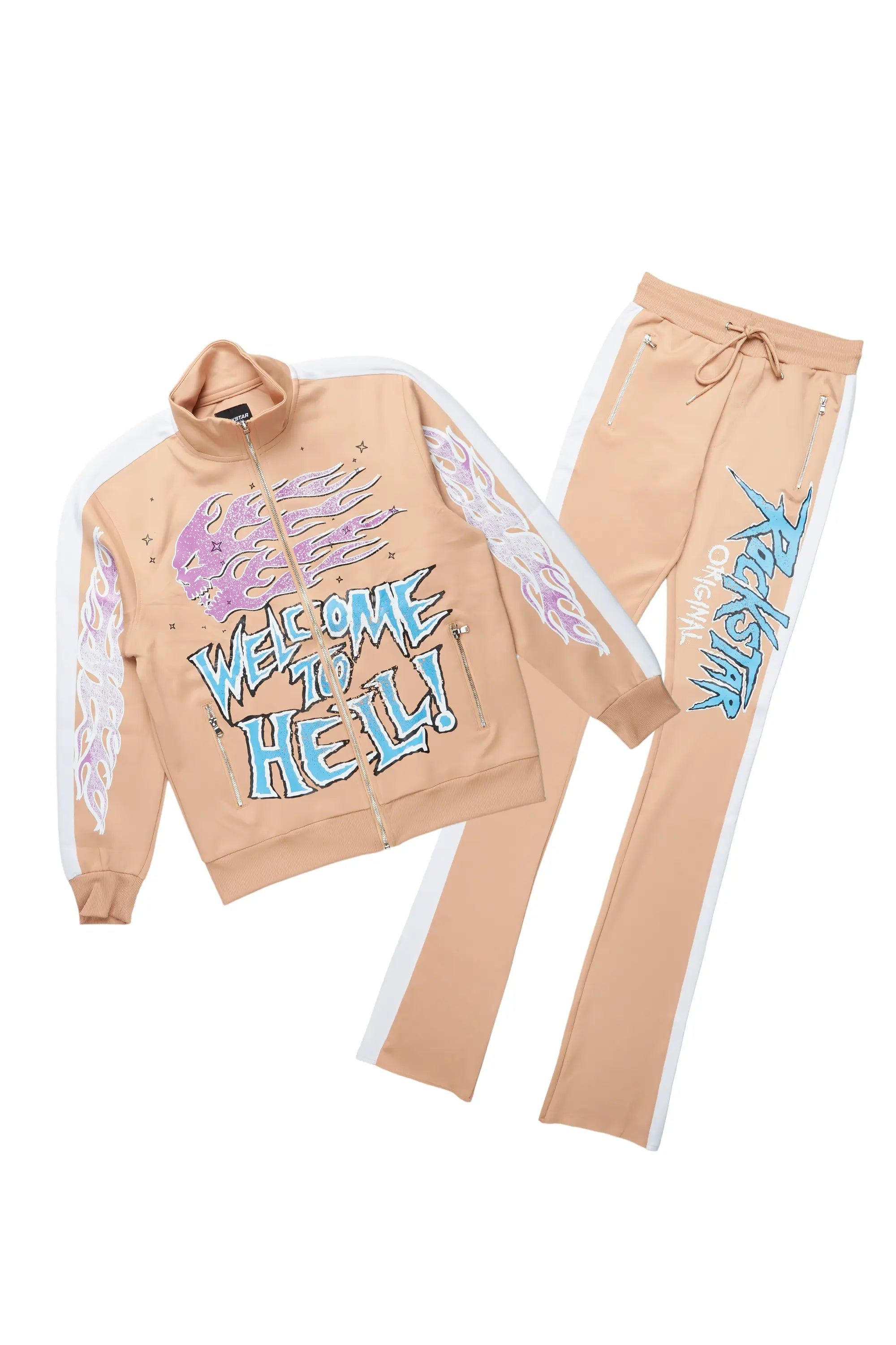 Alonzo Beige Tricot Super Stacked Track Set sold by Rockstar Original product image thumbnail 2