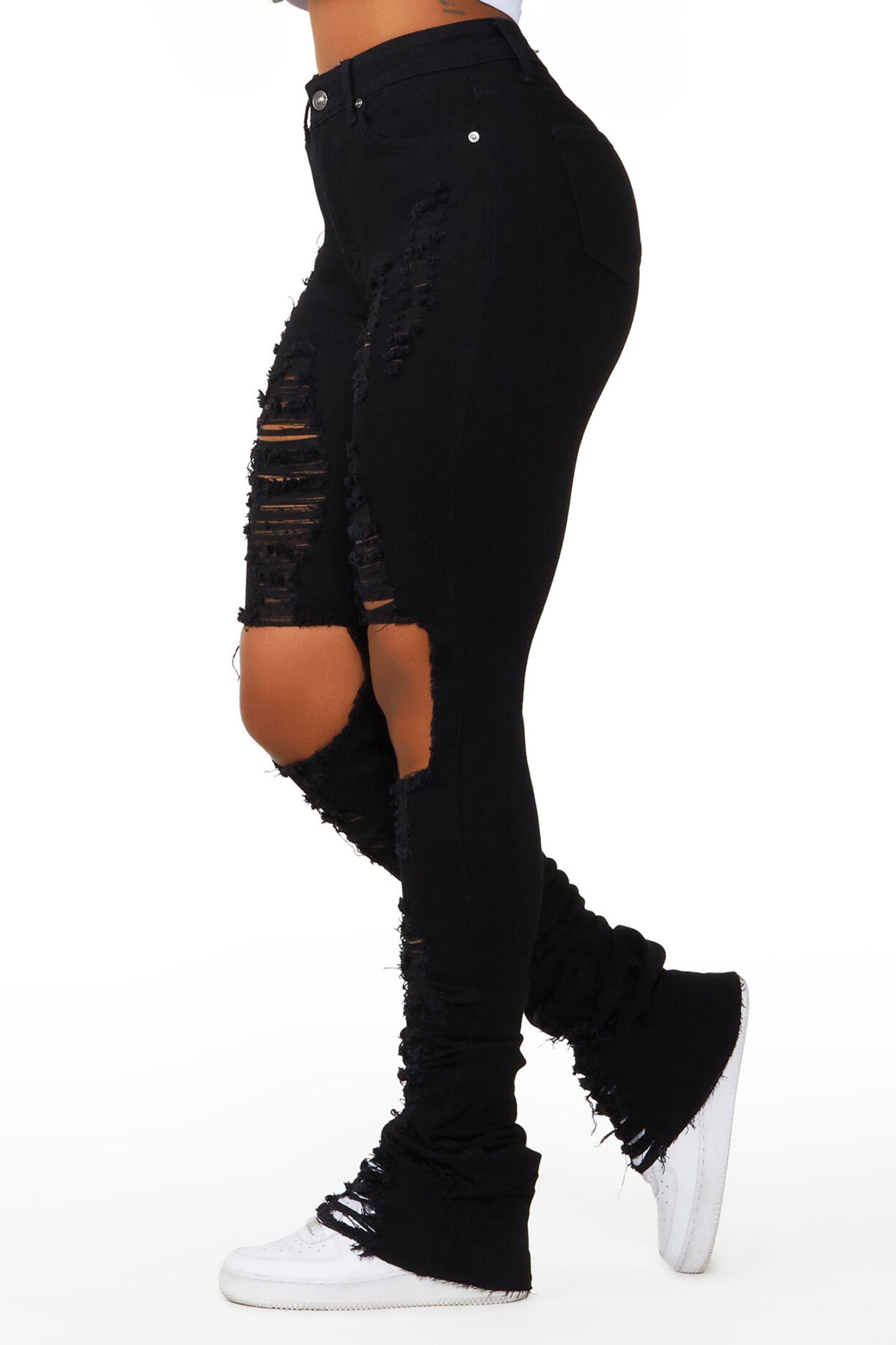 Makena Black Super Stacked Jean sold by Rockstar Original